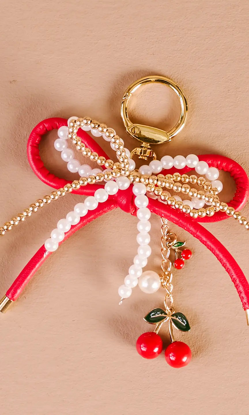 Layered Bows Bag Charm - Cherry Bliss - Obsession Boutique