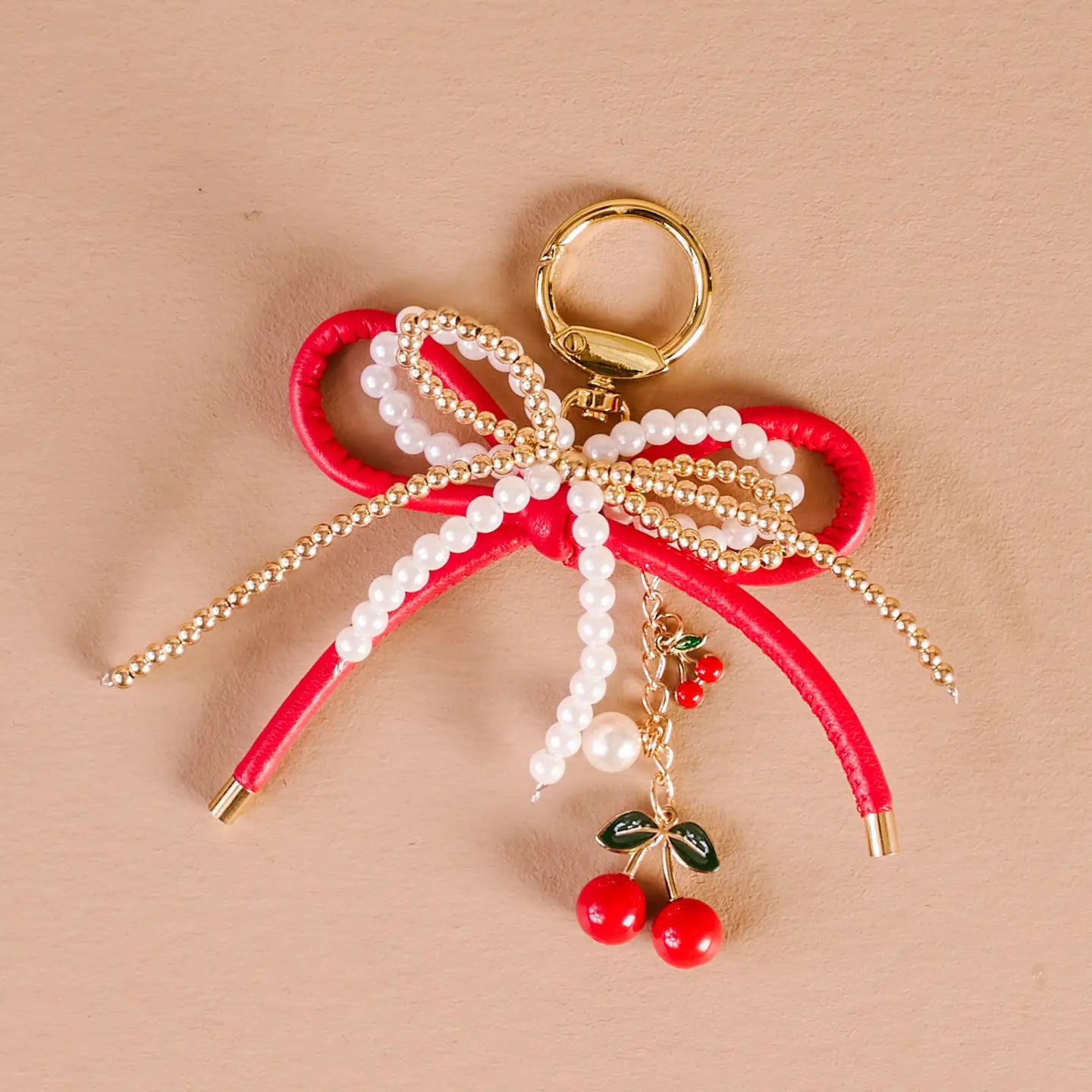 Layered Bows Bag Charm - Cherry Bliss - Obsession Boutique