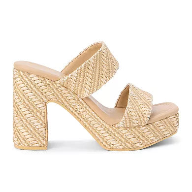 Gem Platform Sandals - Tan Raffia - Obsession Boutique