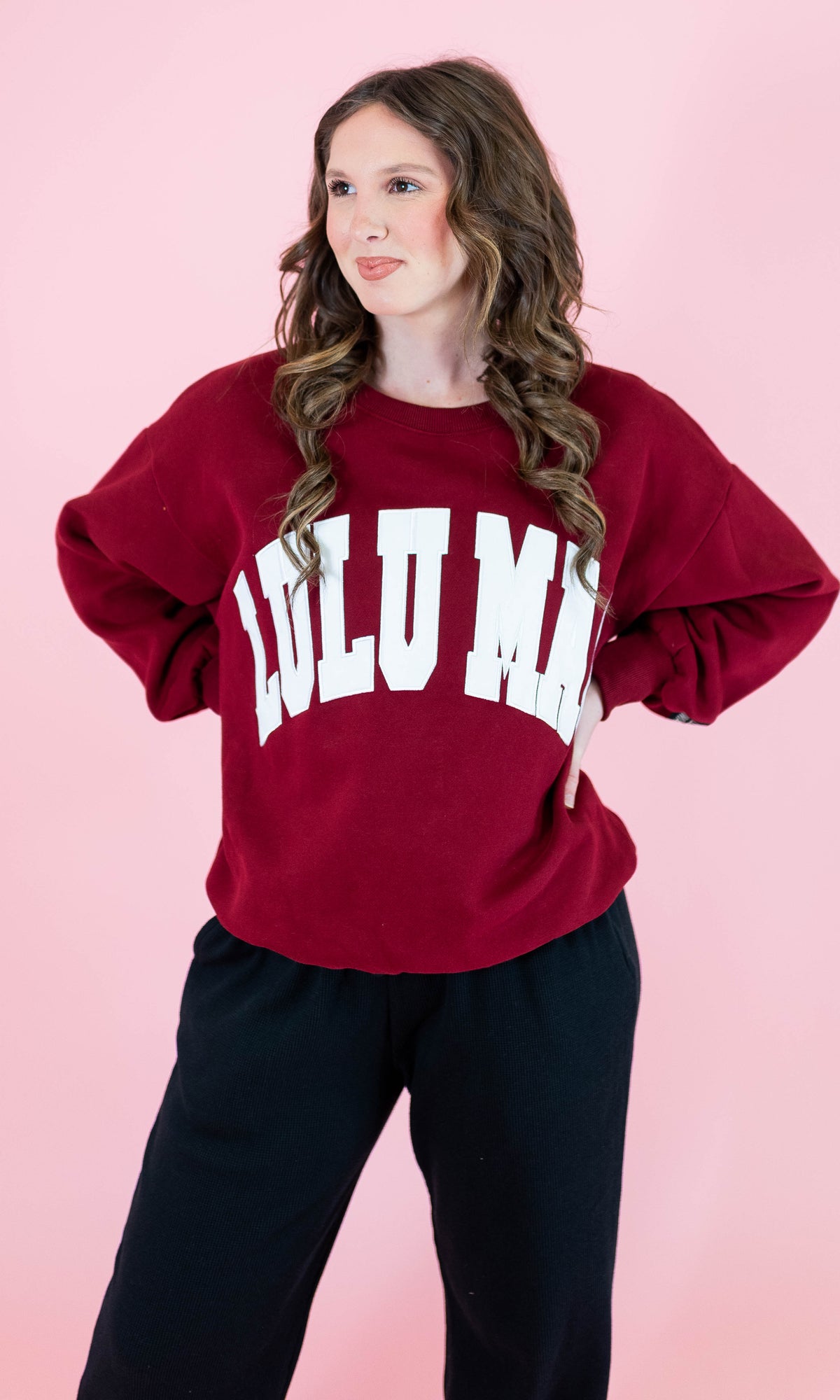 Lulu Mac: Maroon & White Stitch Sweatshirt - Obsession Boutique