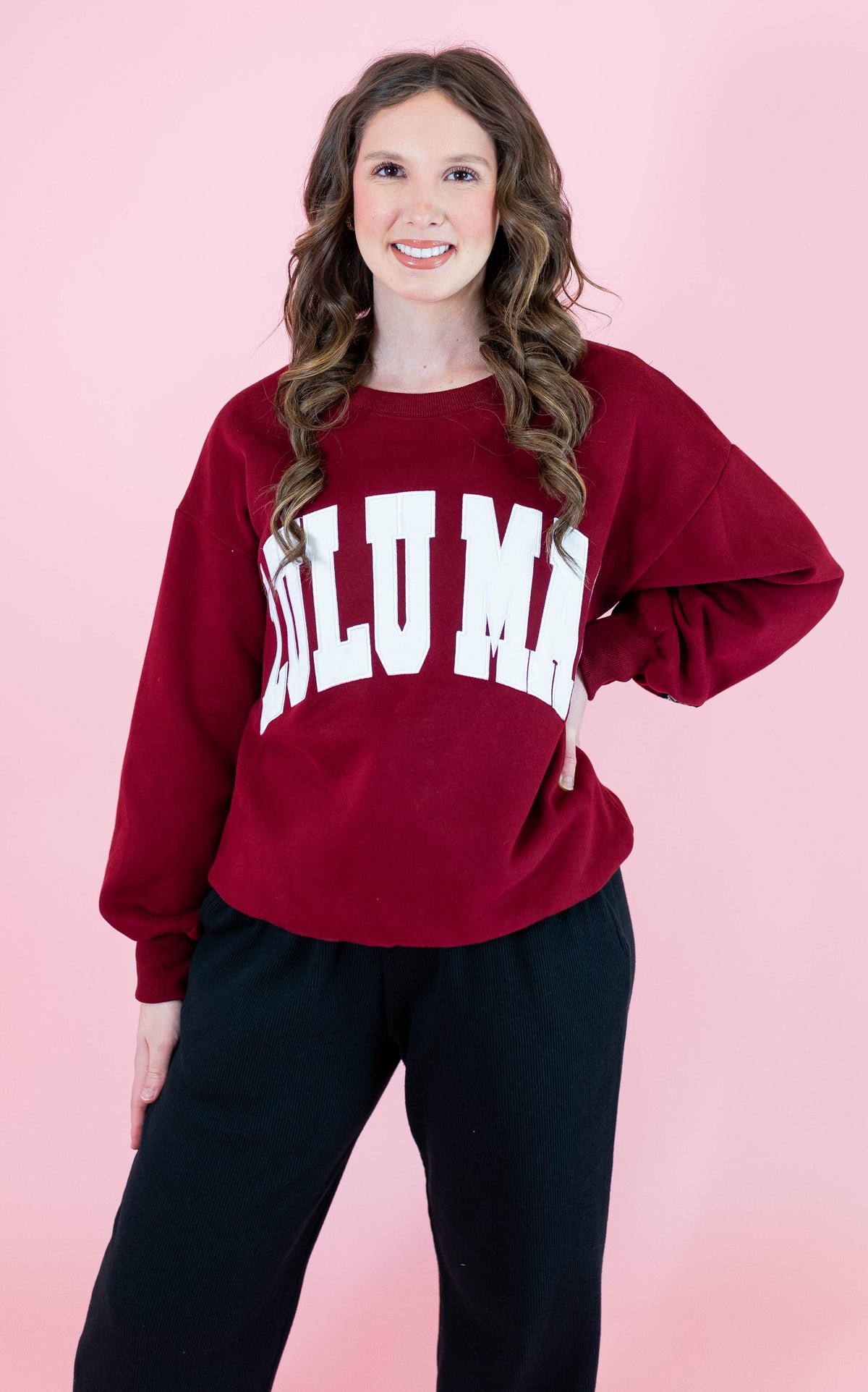 Lulu Mac: Maroon & White Stitch Sweatshirt - Obsession Boutique
