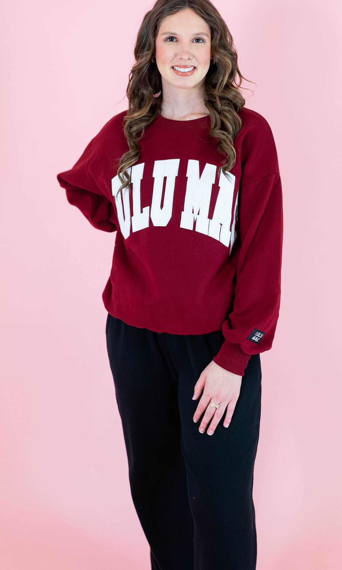 Lulu Mac: Maroon & White Stitch Sweatshirt - Obsession Boutique