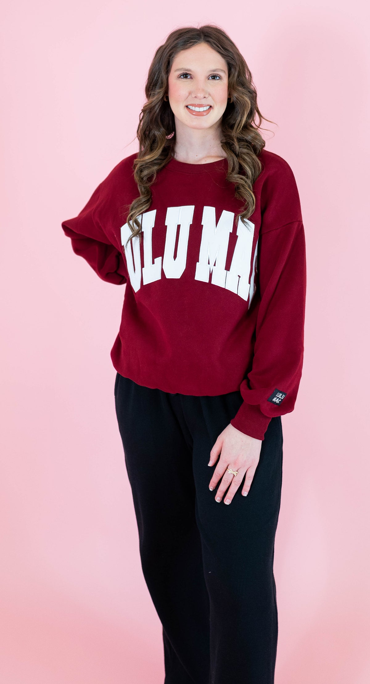 Lulu Mac: Maroon & White Stitch Sweatshirt - Obsession Boutique