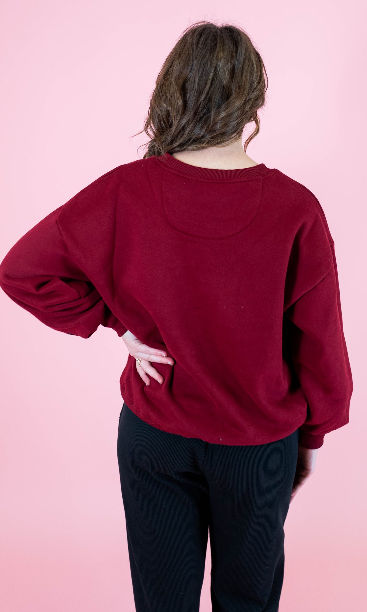 Lulu Mac: Maroon & White Stitch Sweatshirt - Obsession Boutique