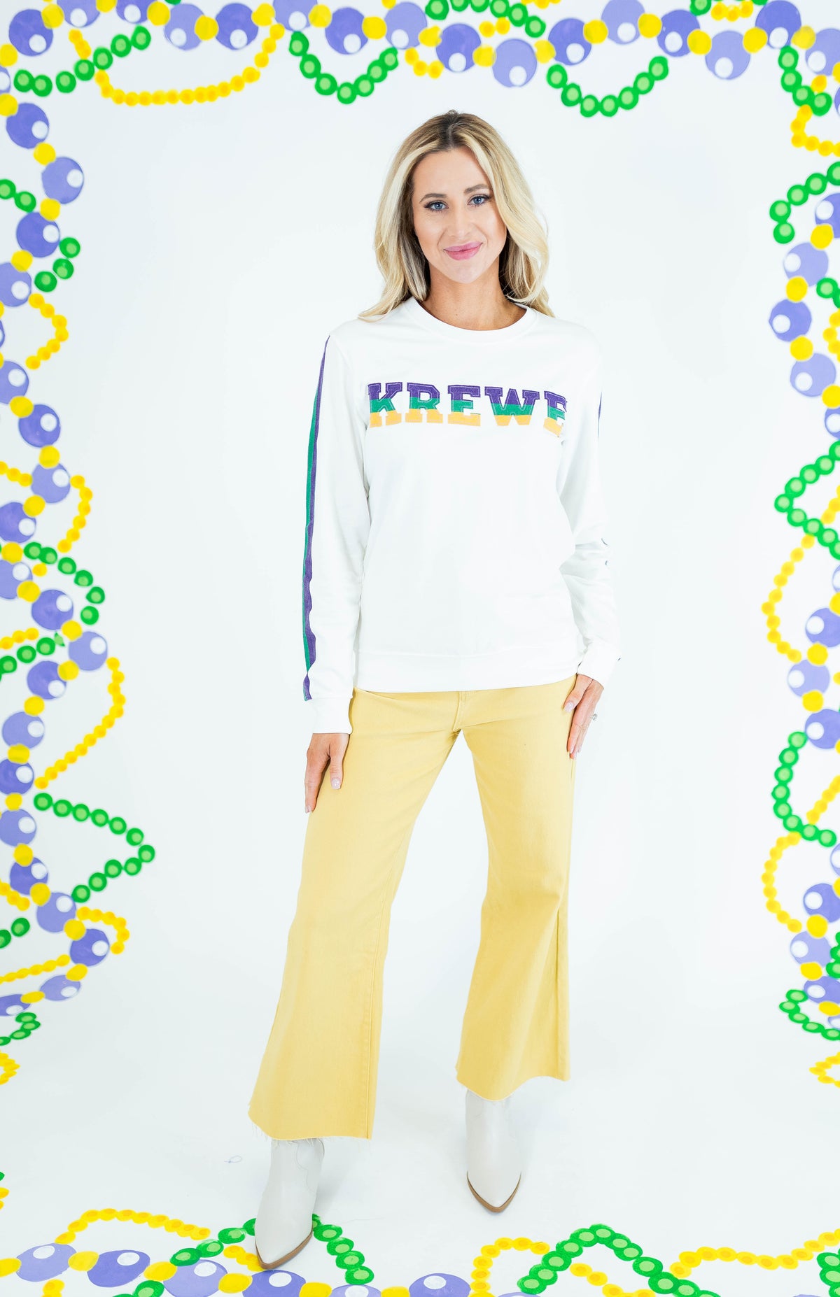 French Terry Vintage Krewe Shirt - Off White - Obsession Boutique