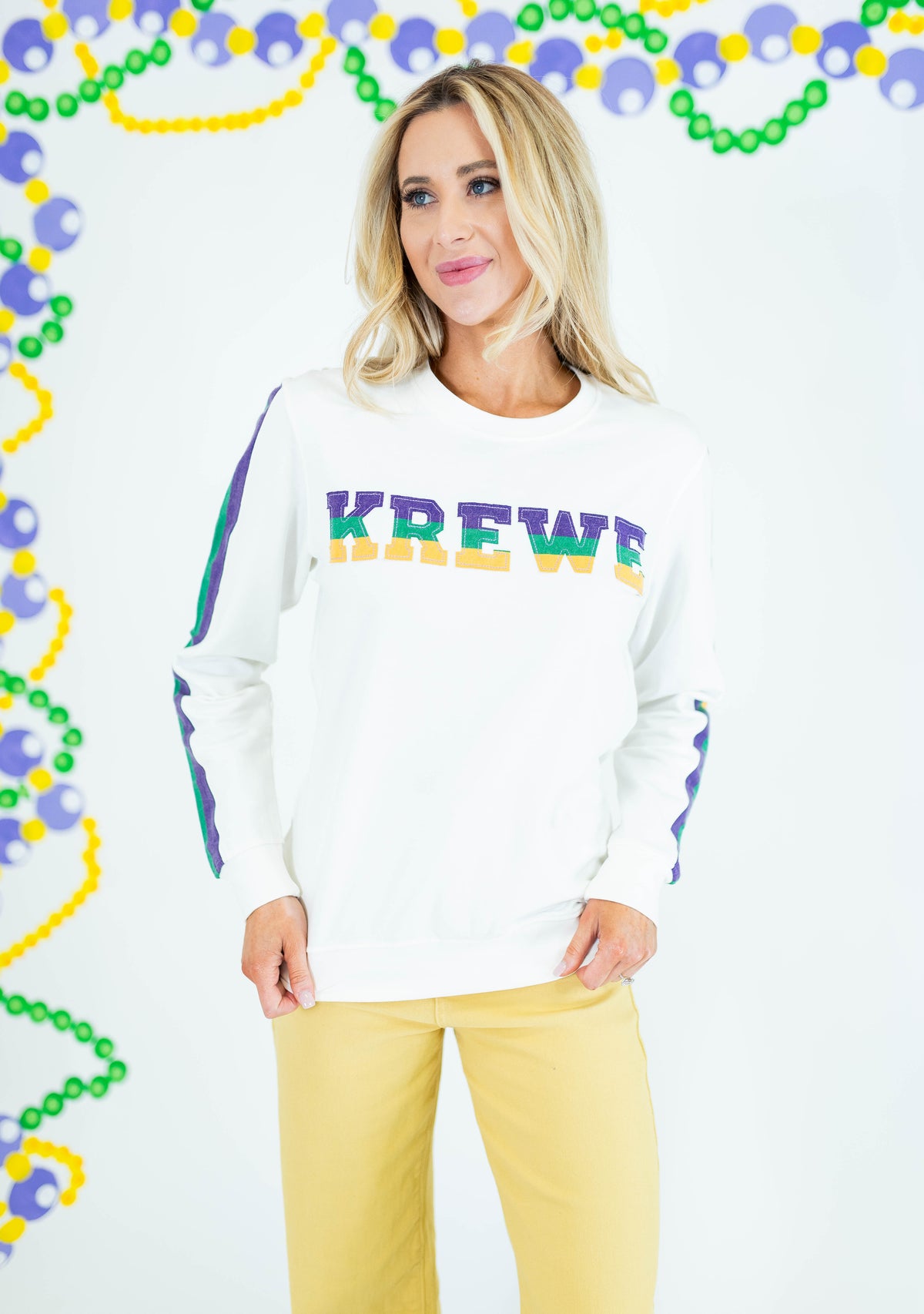 French Terry Vintage Krewe Shirt - Off White - Obsession Boutique