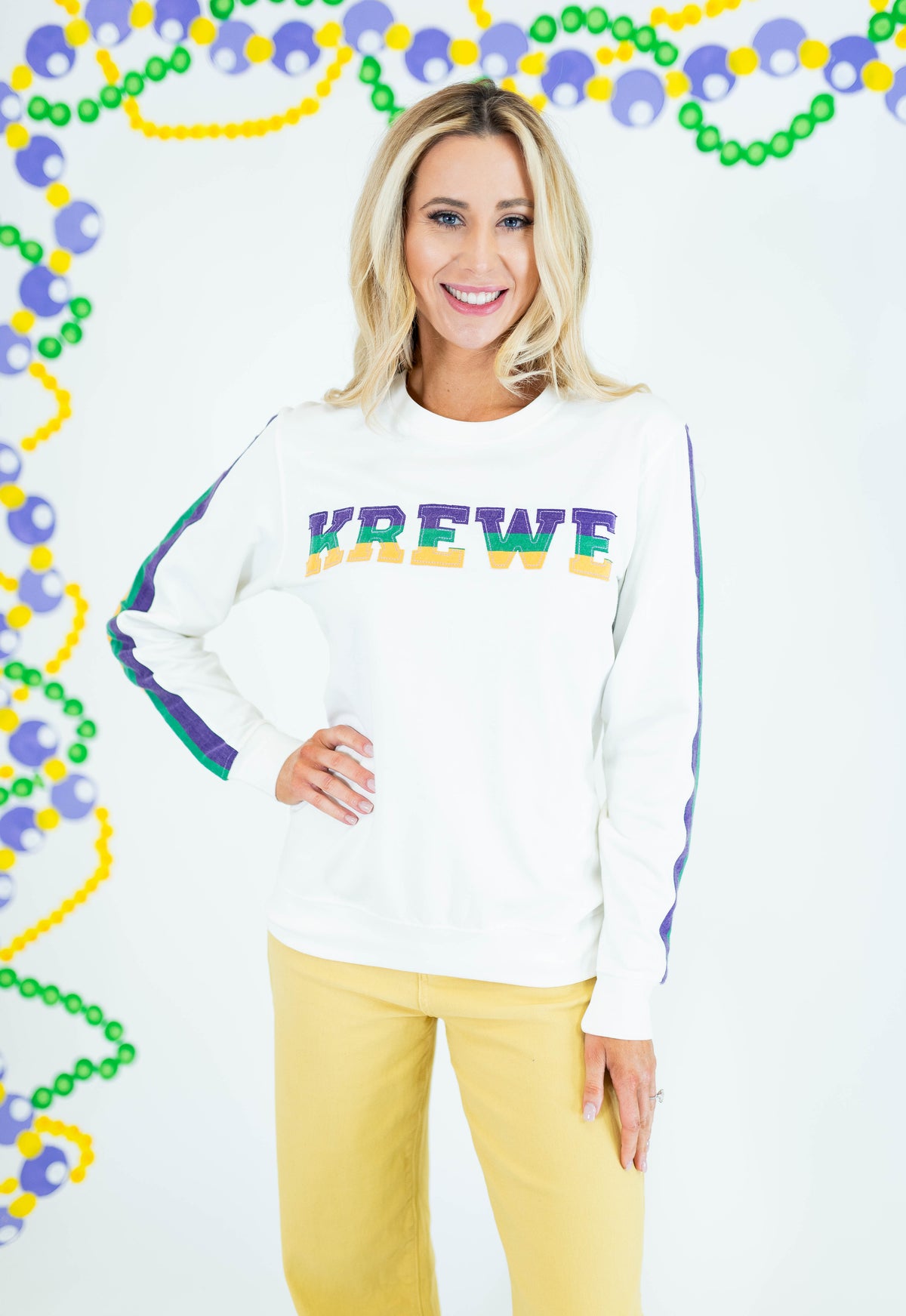 French Terry Vintage Krewe Shirt - Off White - Obsession Boutique