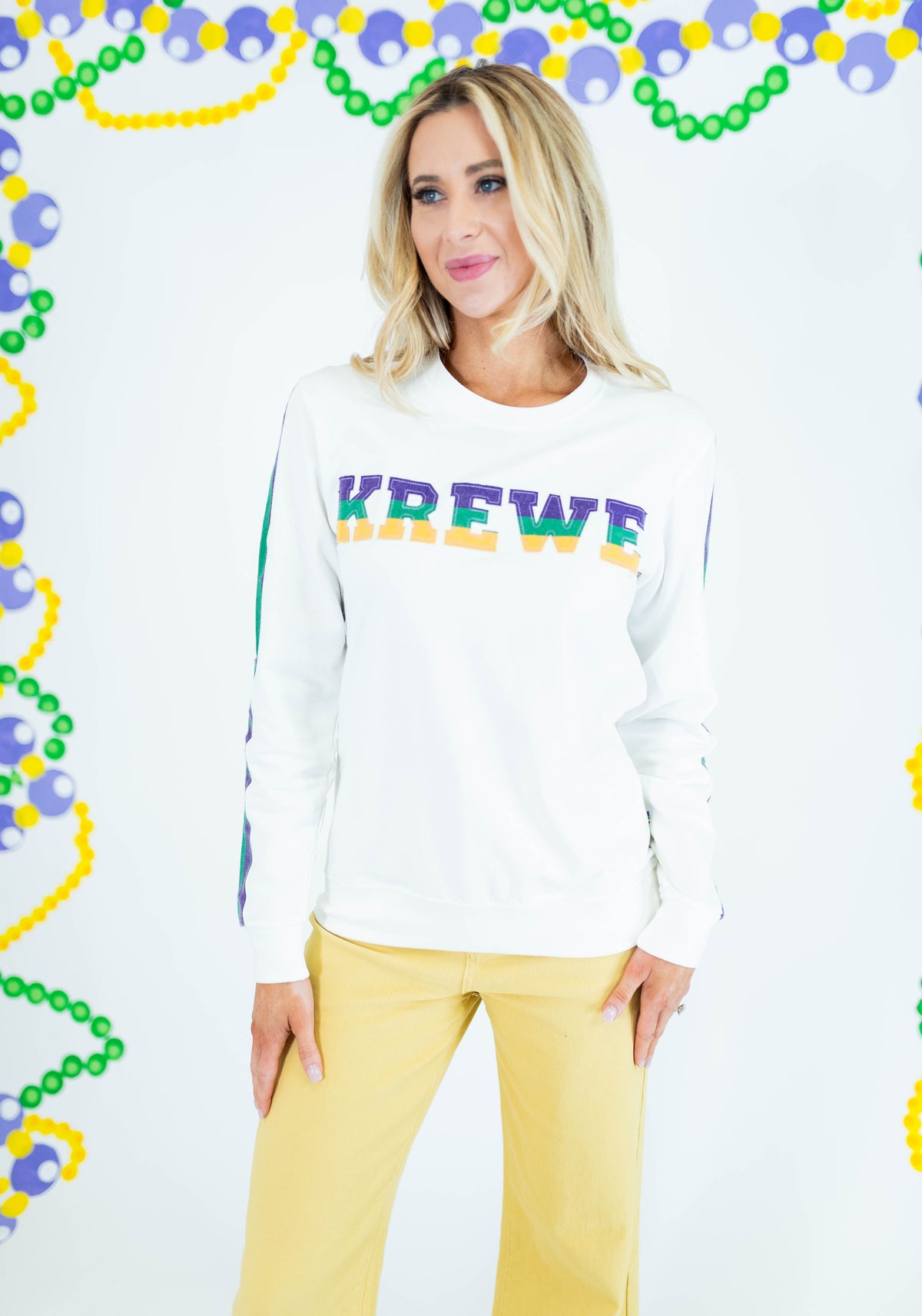 French Terry Vintage Krewe Shirt - Off White - Obsession Boutique