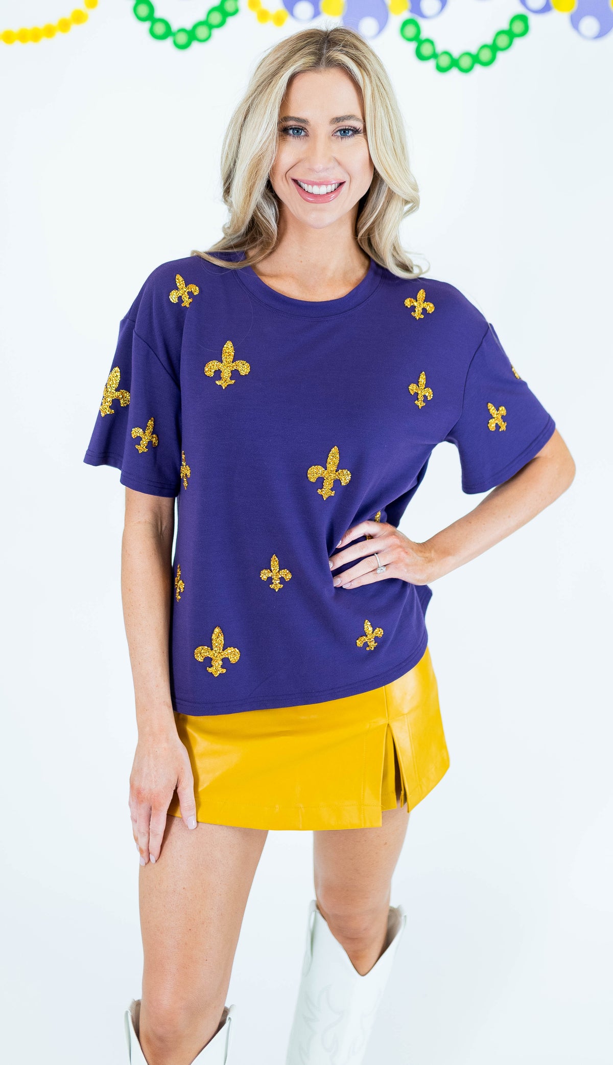 Beaded Fleur de Lis Top - Obsession Boutique
