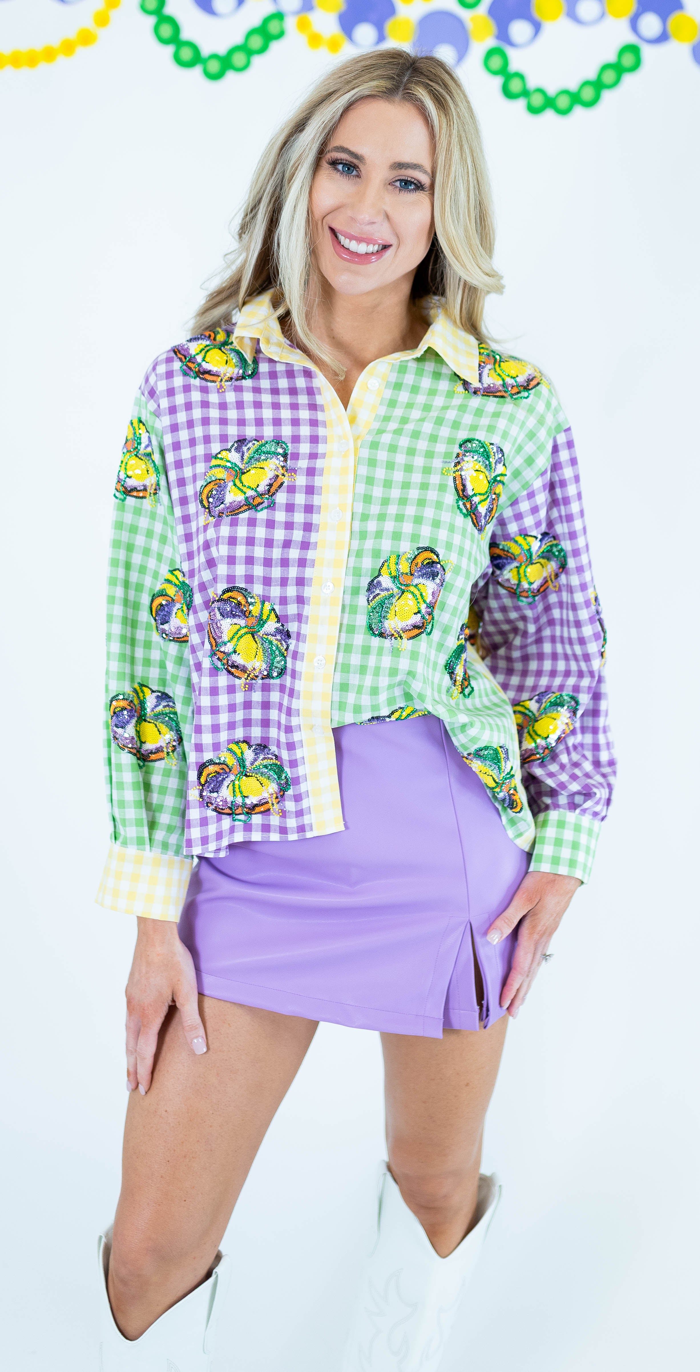 Mardi Gras Faux Leather Skort - Obsession Boutique