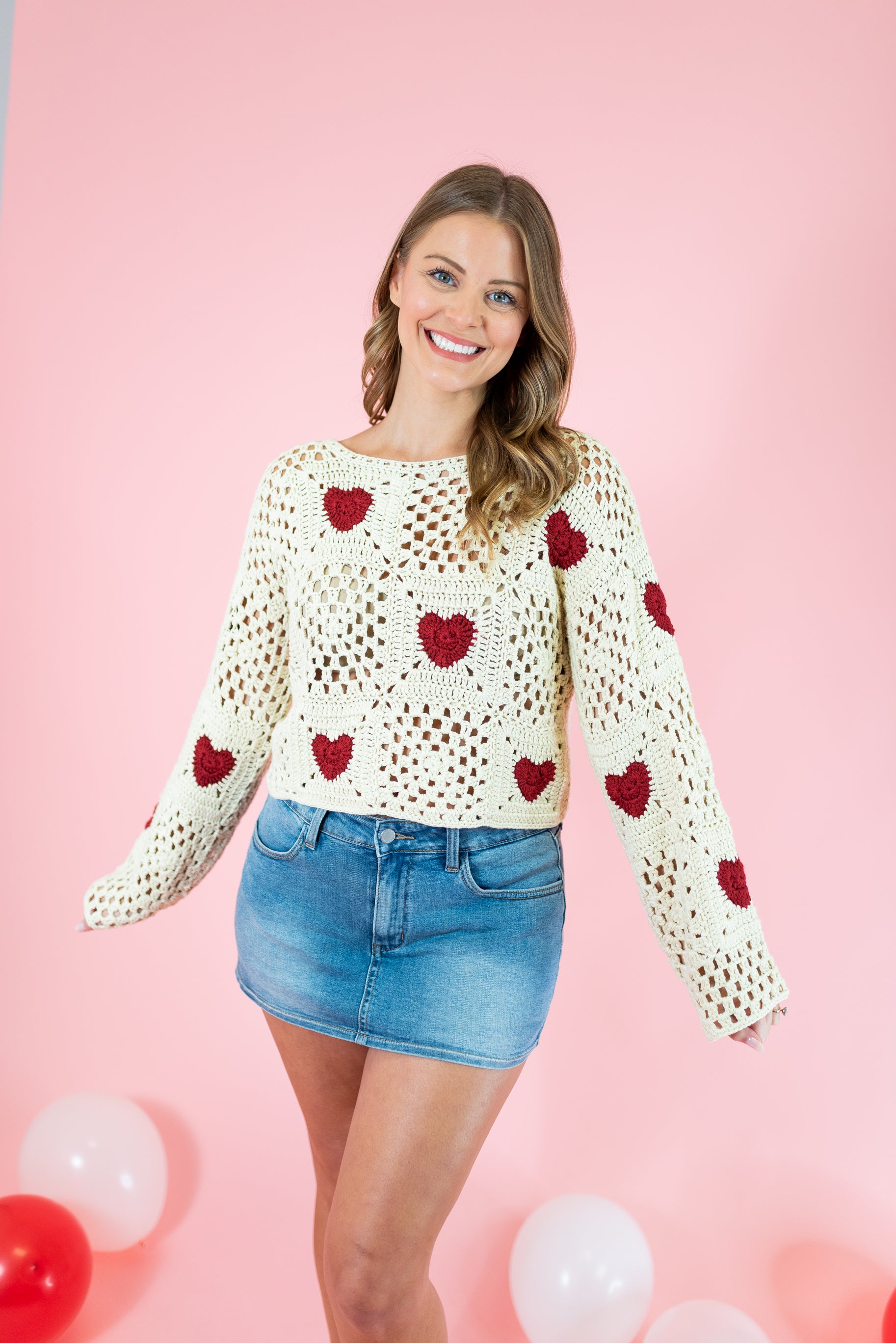 Heart Crochet Sweater - Obsession Boutique