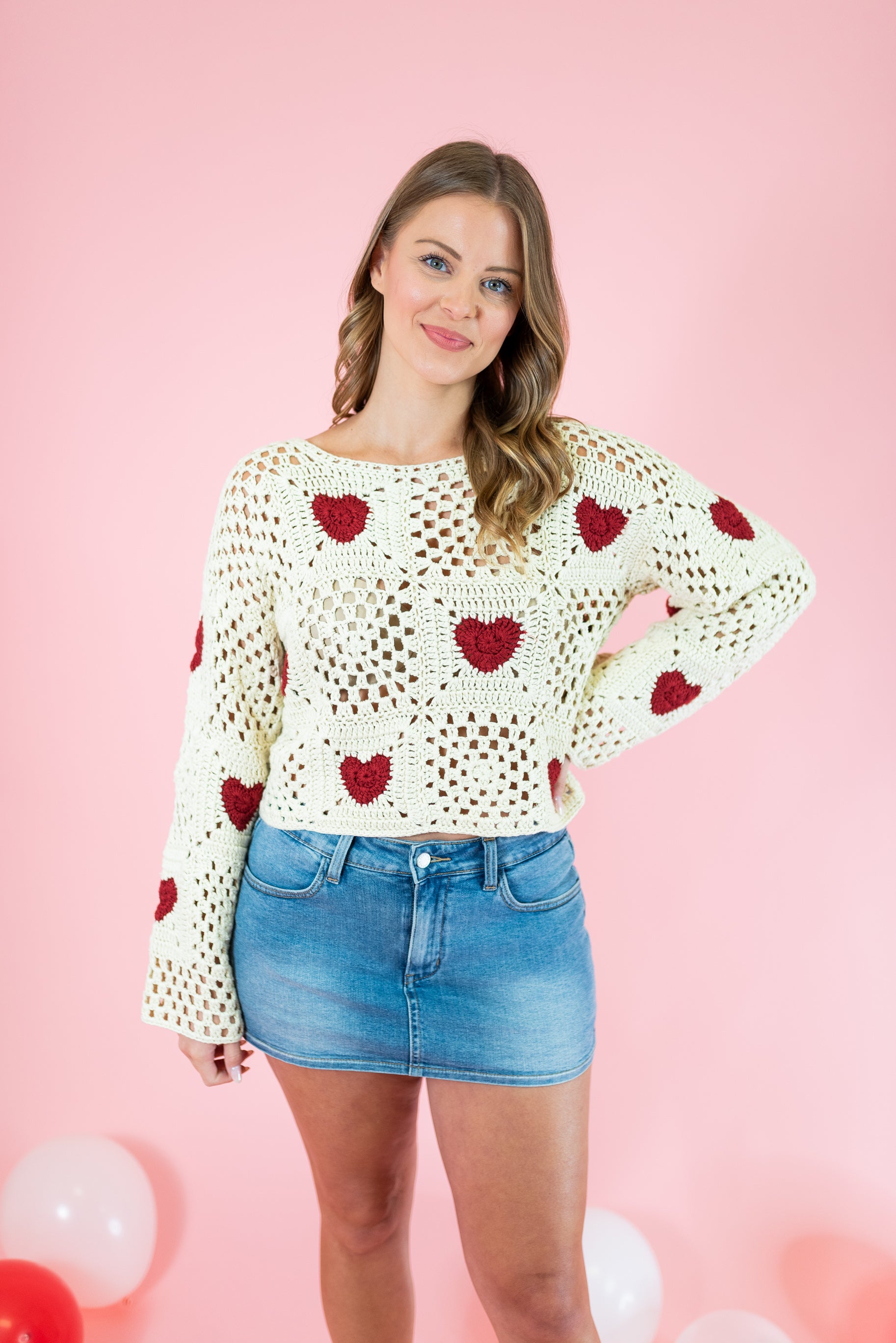 Heart Crochet Sweater - Obsession Boutique