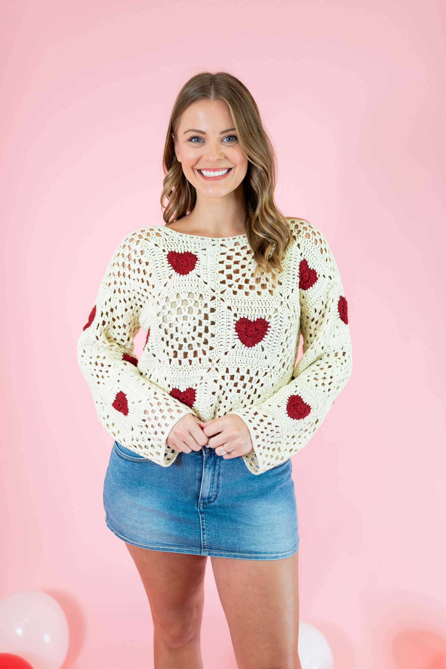 Heart Crochet Sweater - Obsession Boutique
