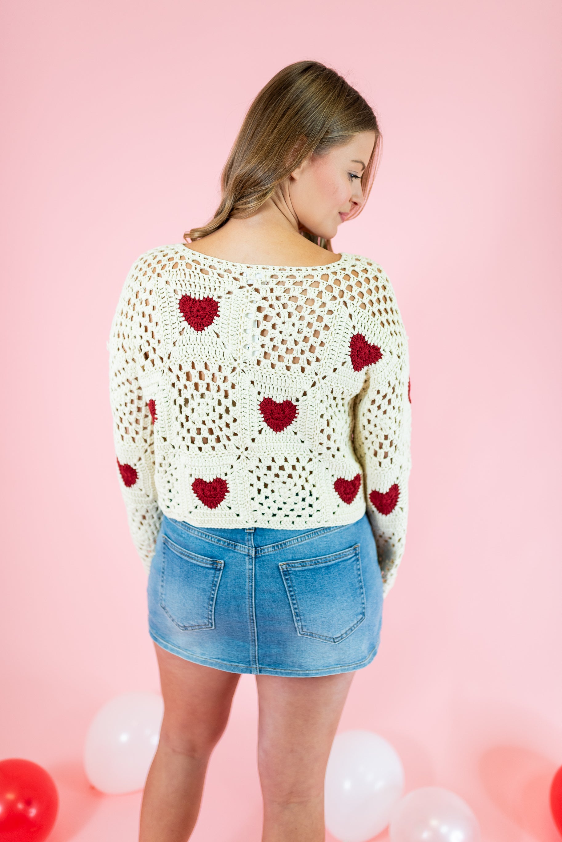 Heart Crochet Sweater - Obsession Boutique