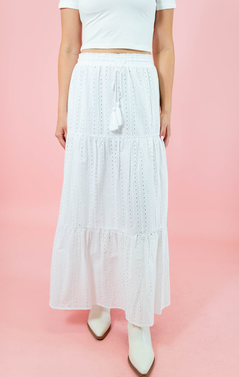 The Marissa Eyelet Maxi Skirt-Off-White main image 1