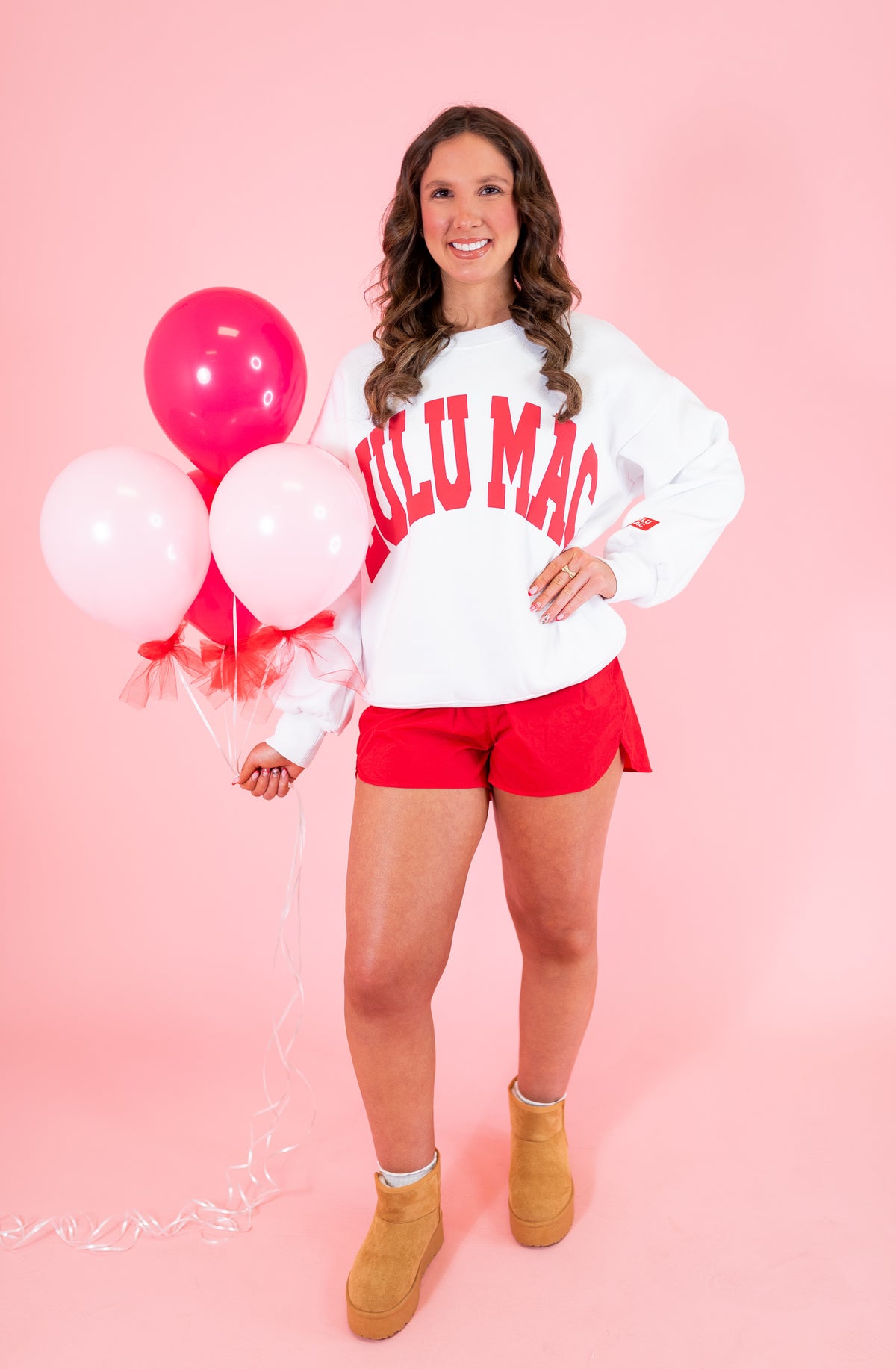 Lulu Mac: White & Red Puff Sweatshirt - Obsession Boutique