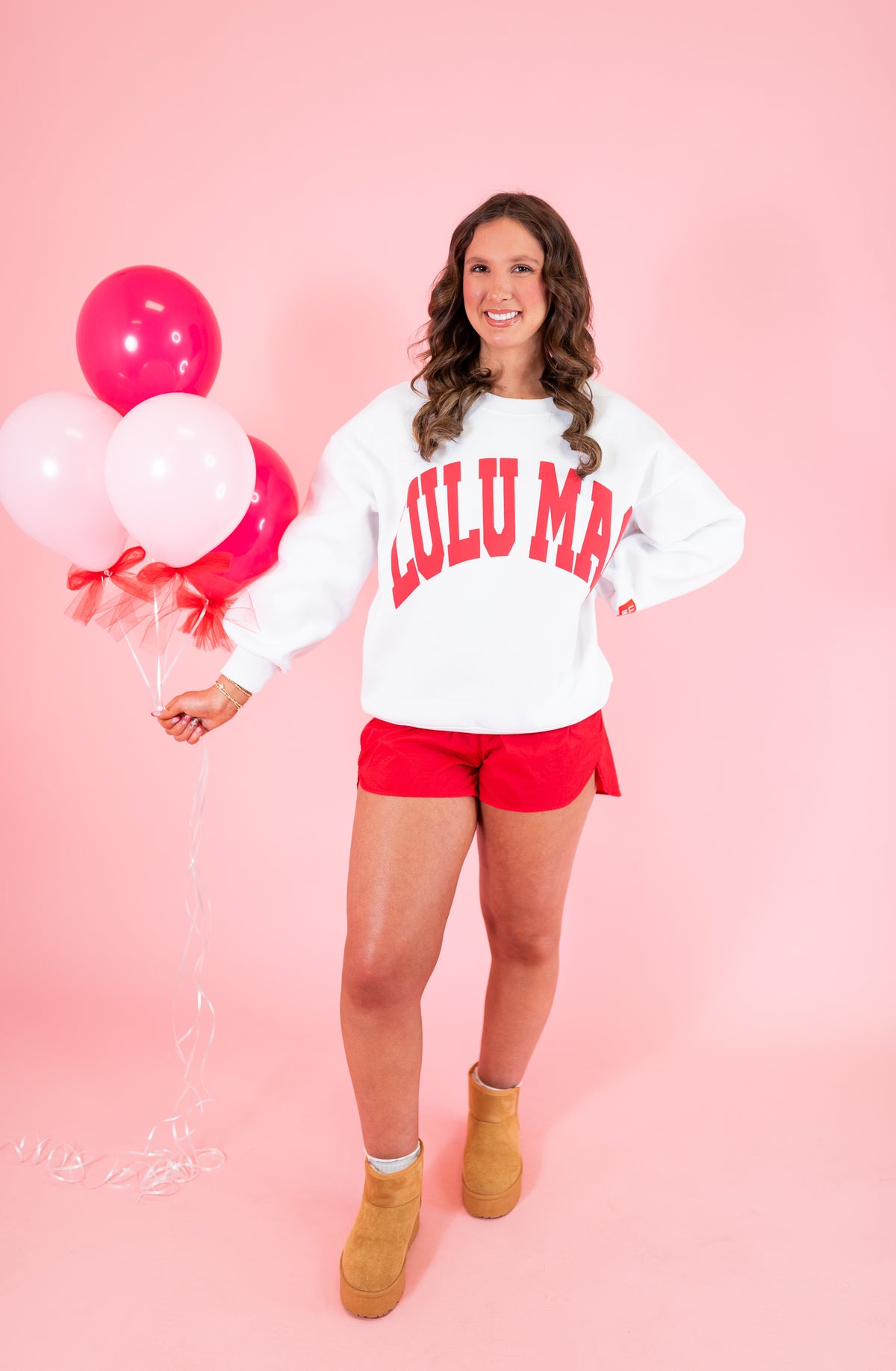 Lulu Mac: White & Red Puff Sweatshirt - Obsession Boutique