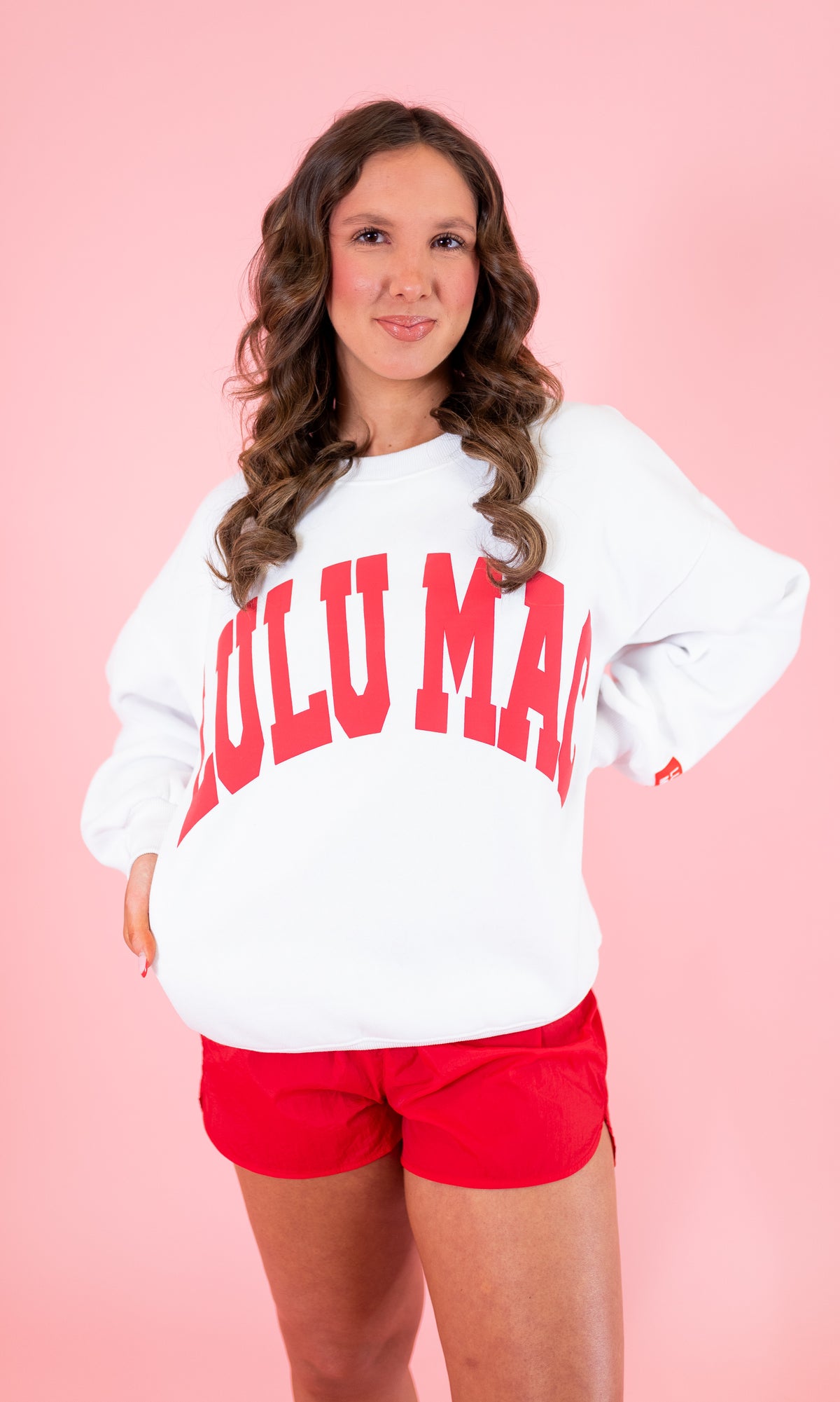 Lulu Mac: White & Red Puff Sweatshirt - Obsession Boutique