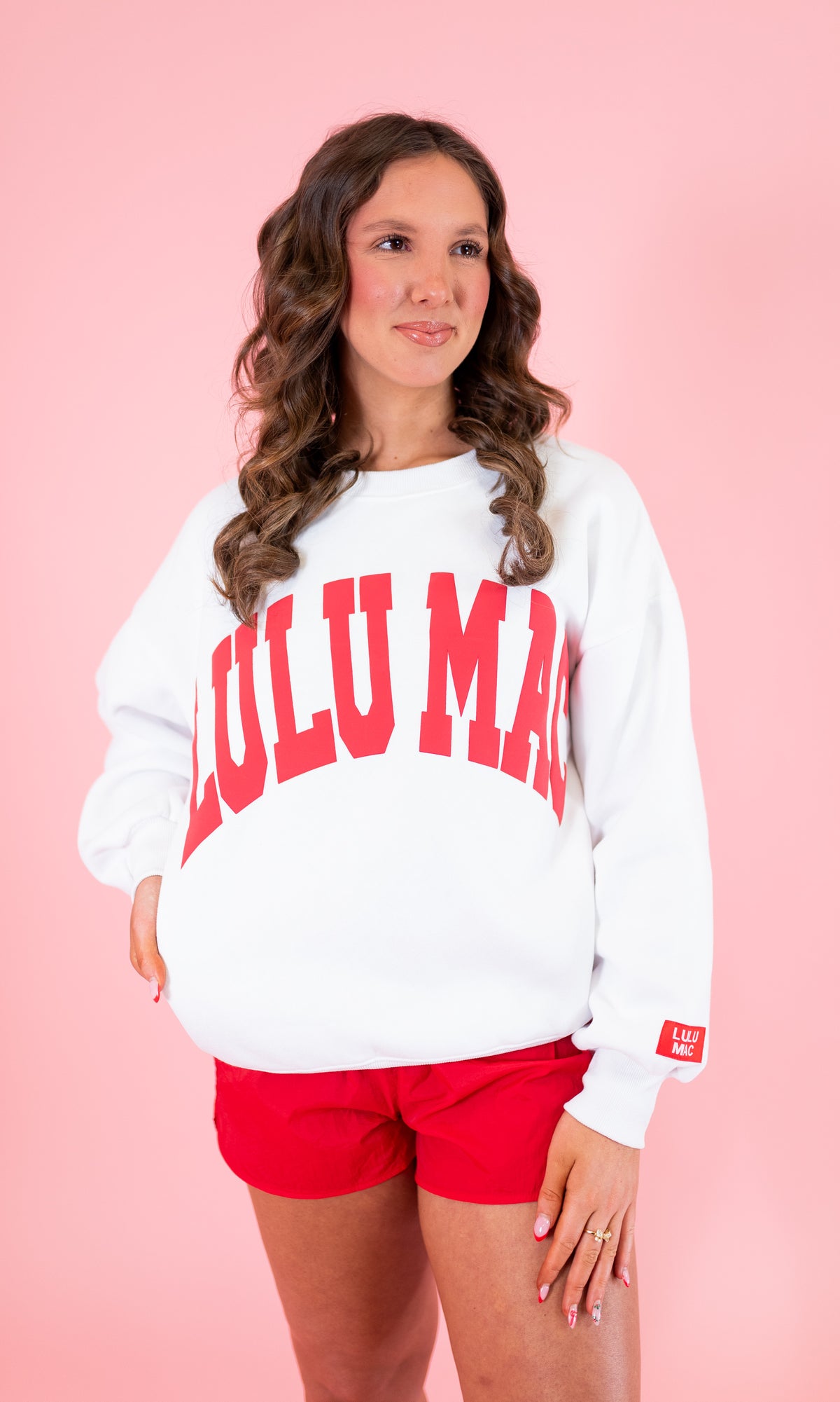 Lulu Mac: White & Red Puff Sweatshirt - Obsession Boutique