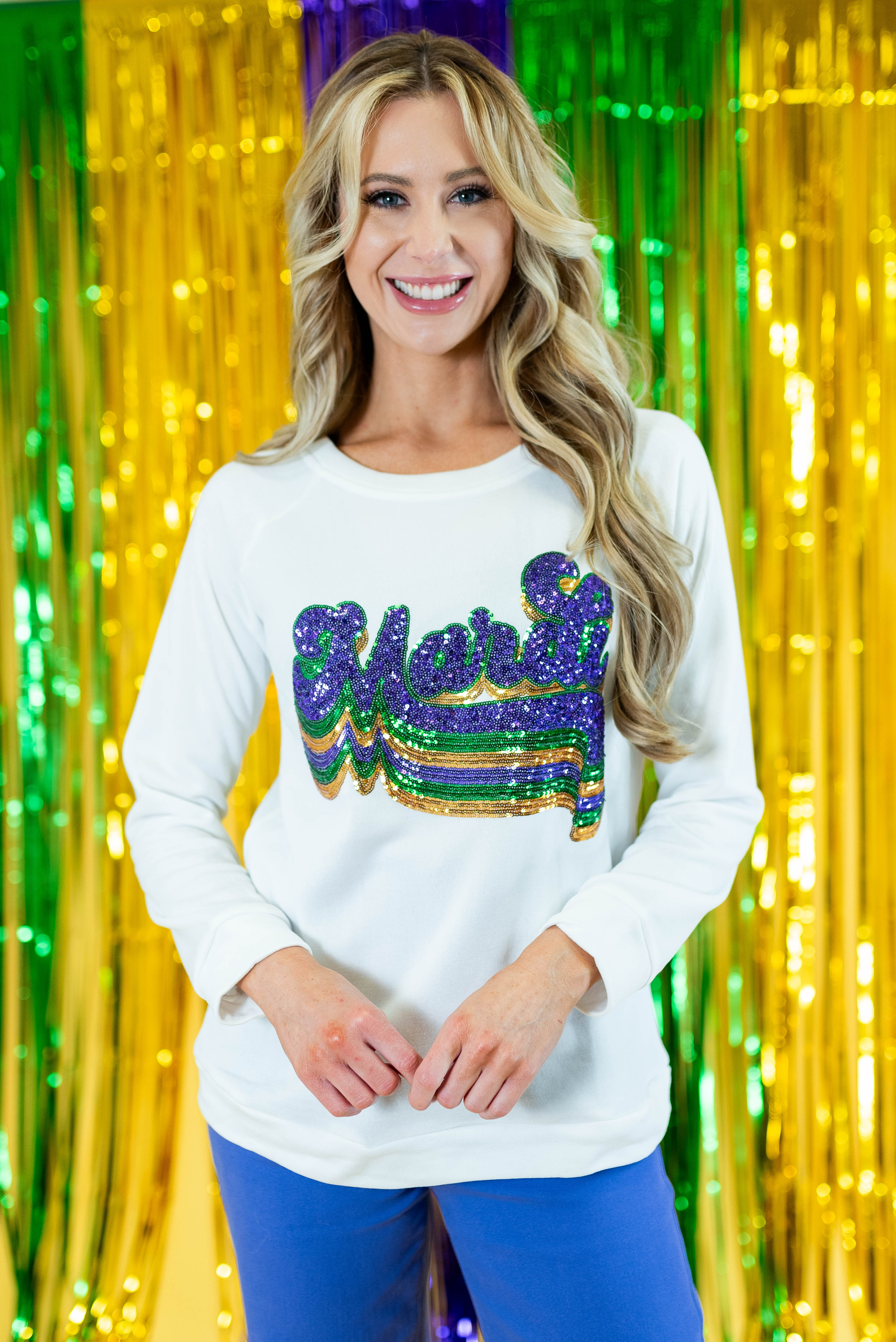 Layered Mardi Gras Sequin Pullover - Obsession Boutique