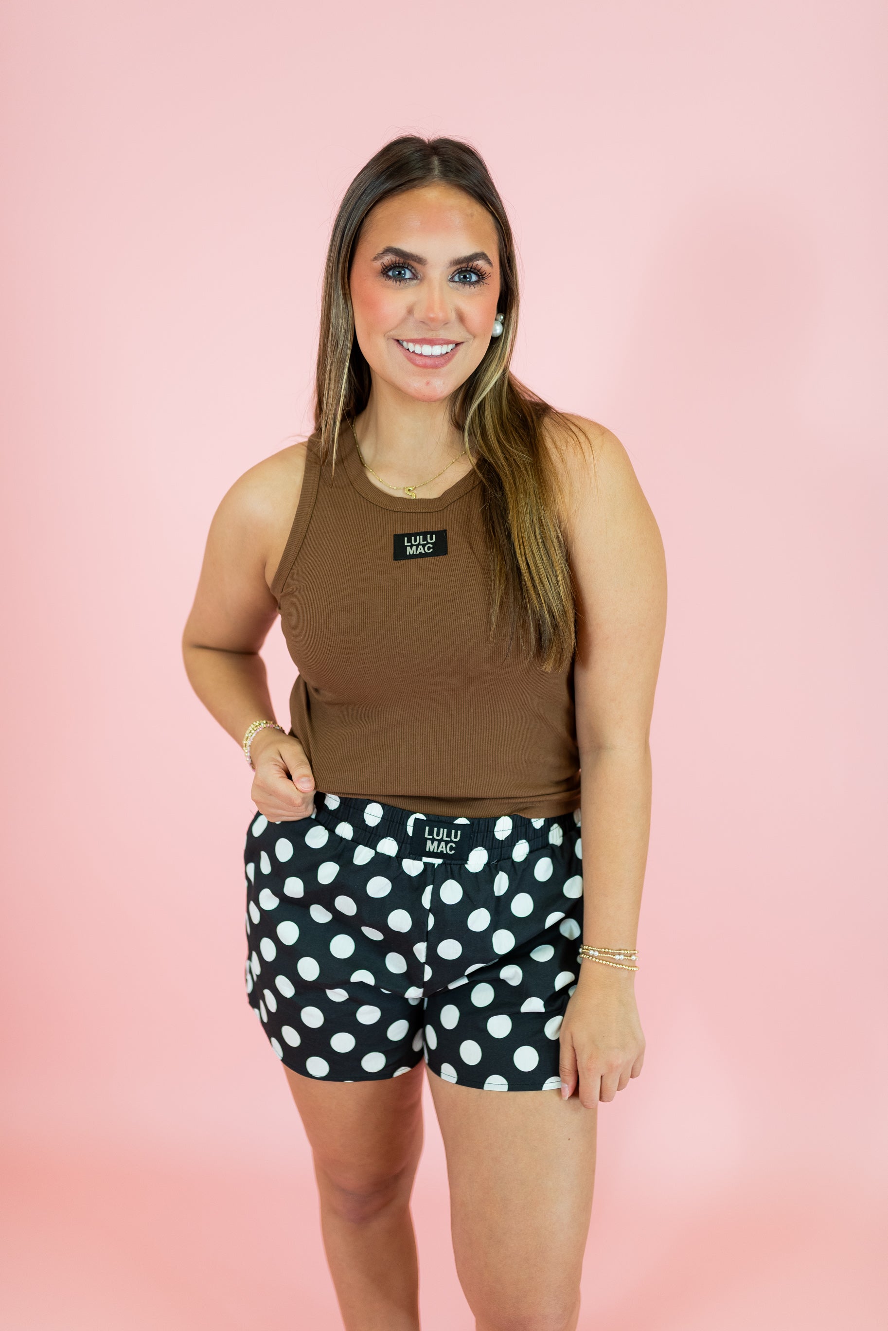 Lulu Mac: Polka Dot Boxer Shorts - Black - Obsession Boutique