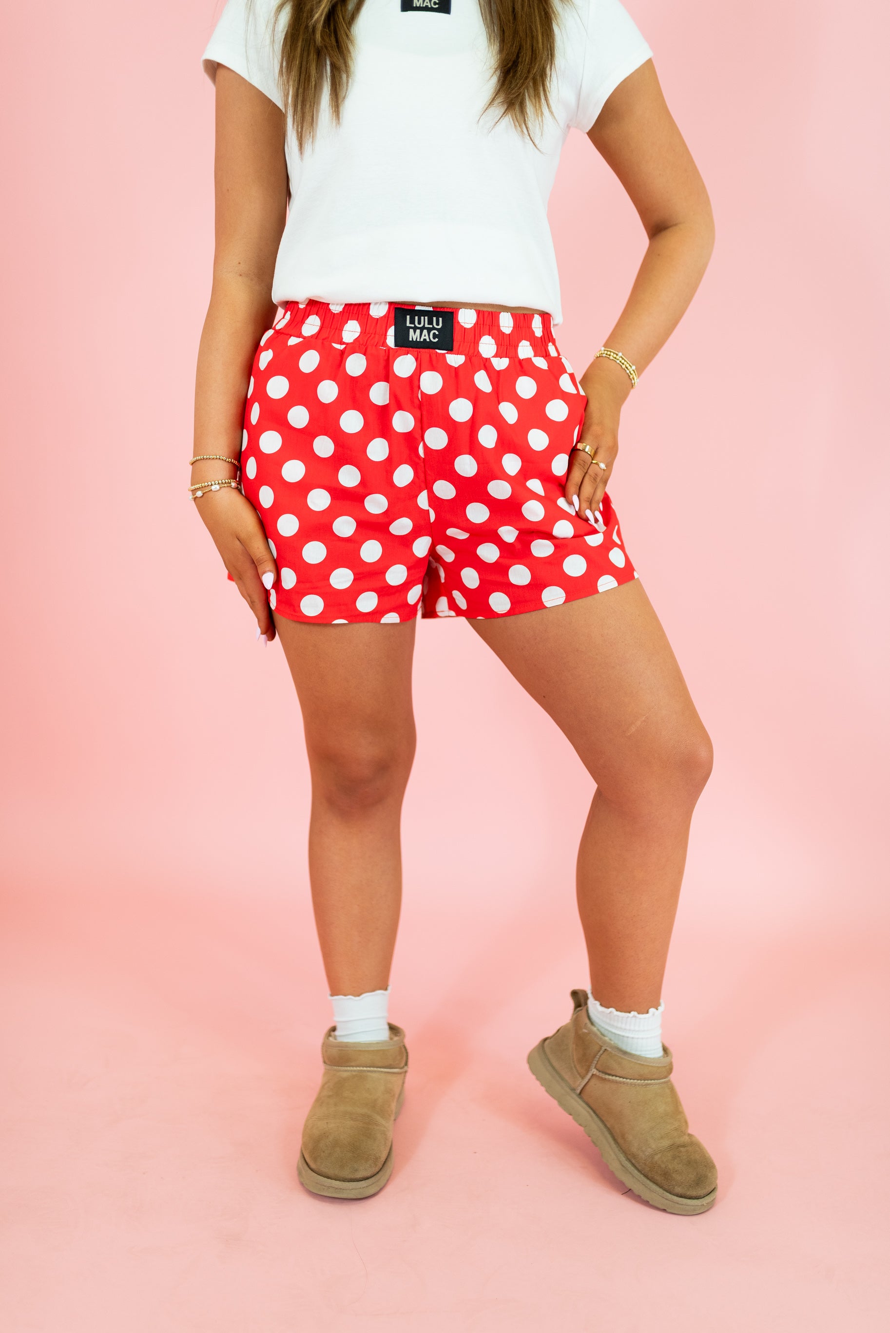 Lulu Mac: Polka Dot Boxer Shorts - Red - Obsession Boutique