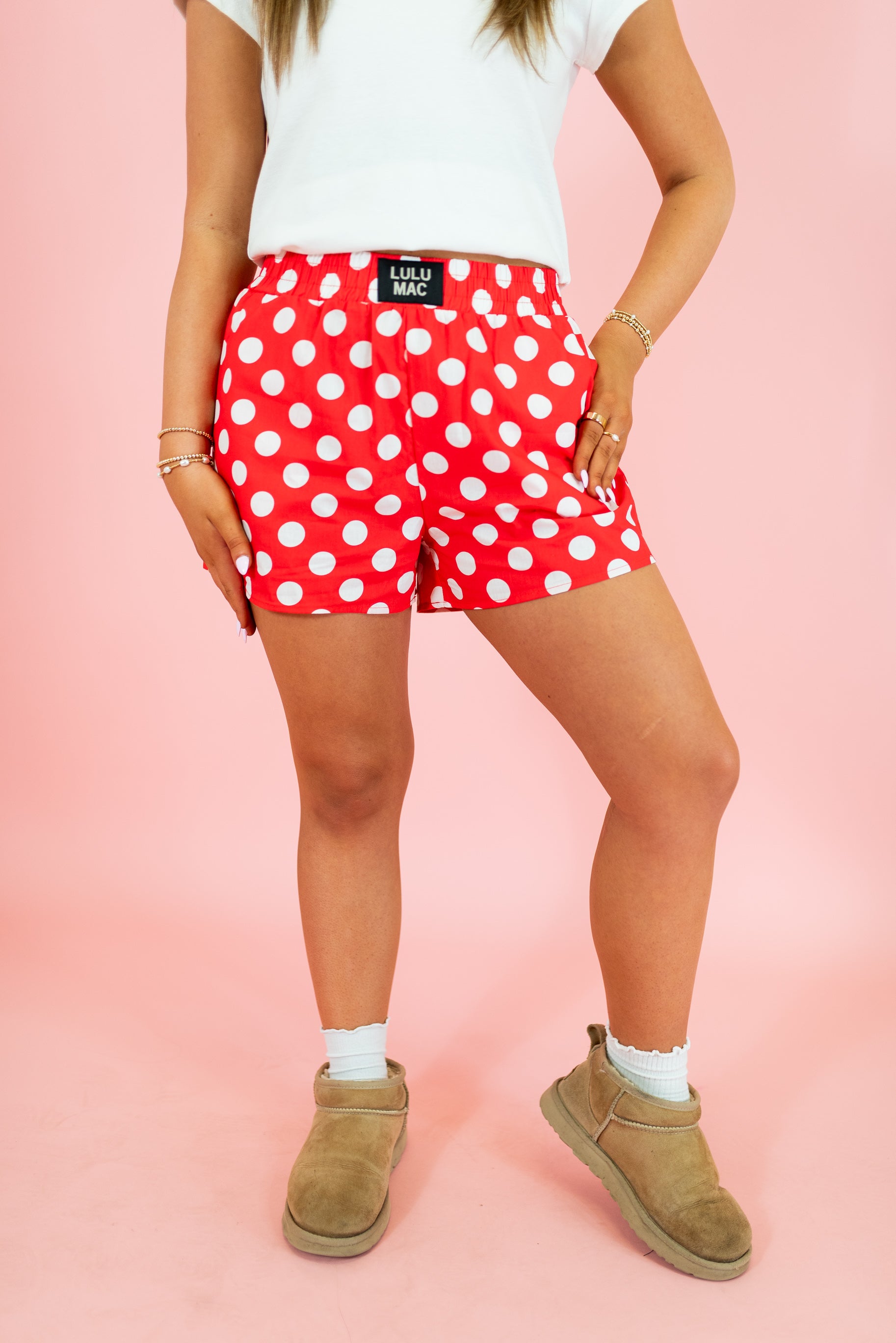 Lulu Mac: Polka Dot Boxer Shorts - Red - Obsession Boutique