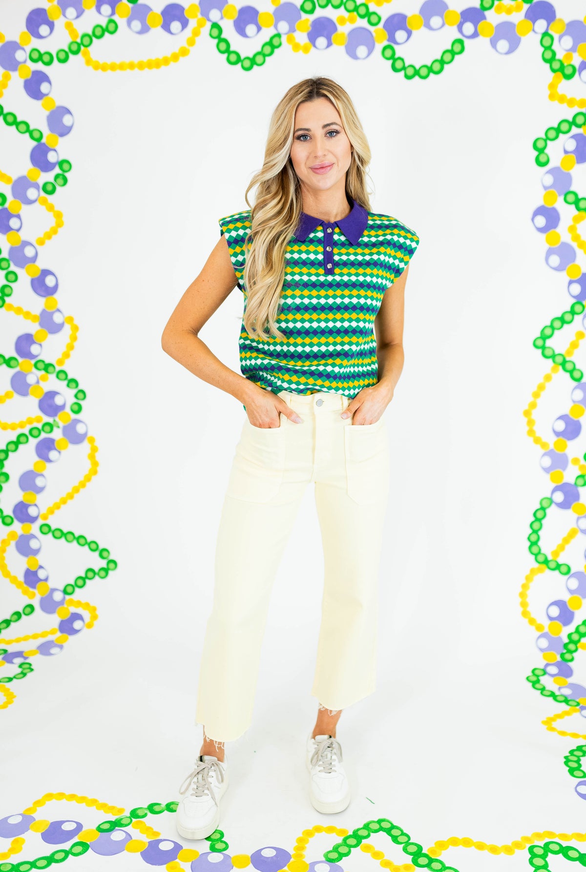 Mardi Gras Diamond Jacquard Sweater - Obsession Boutique