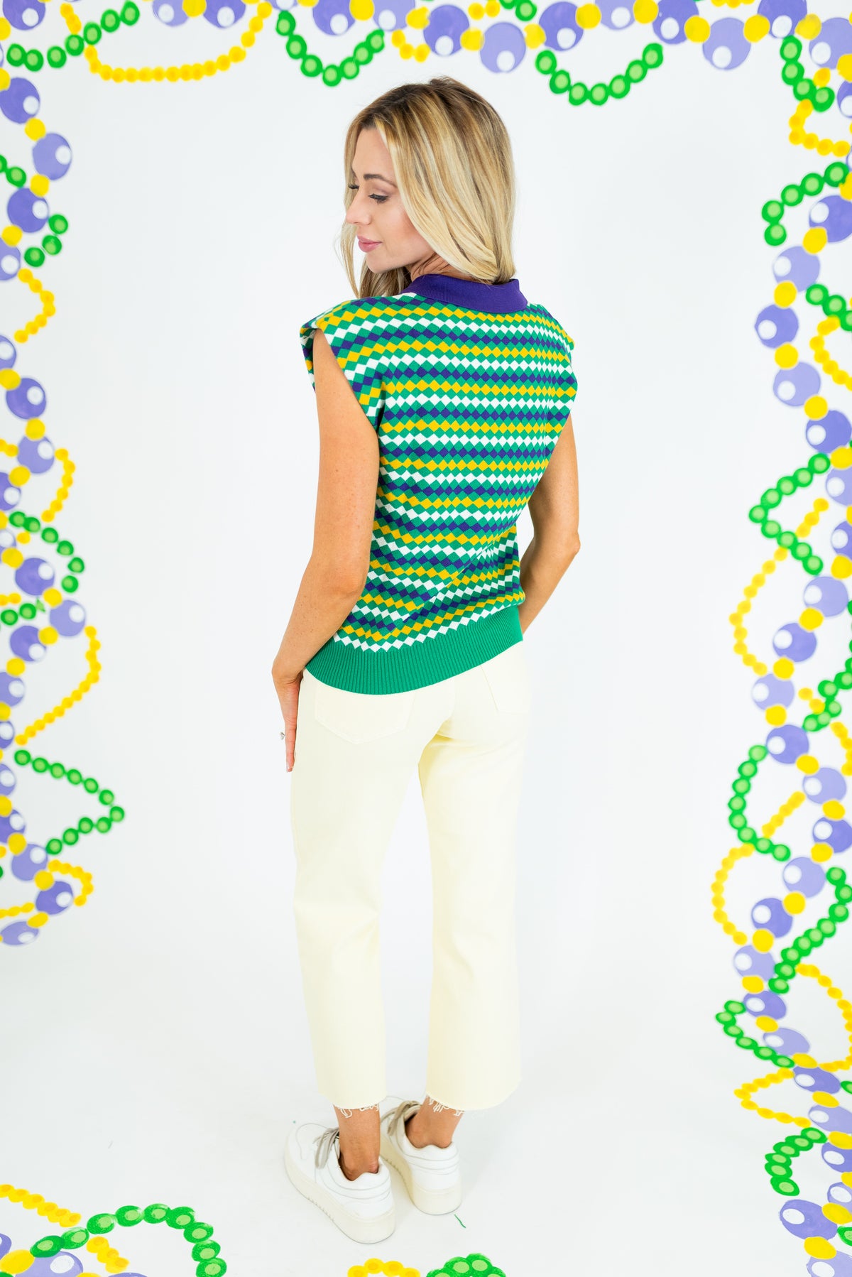 Mardi Gras Diamond Jacquard Sweater - Obsession Boutique
