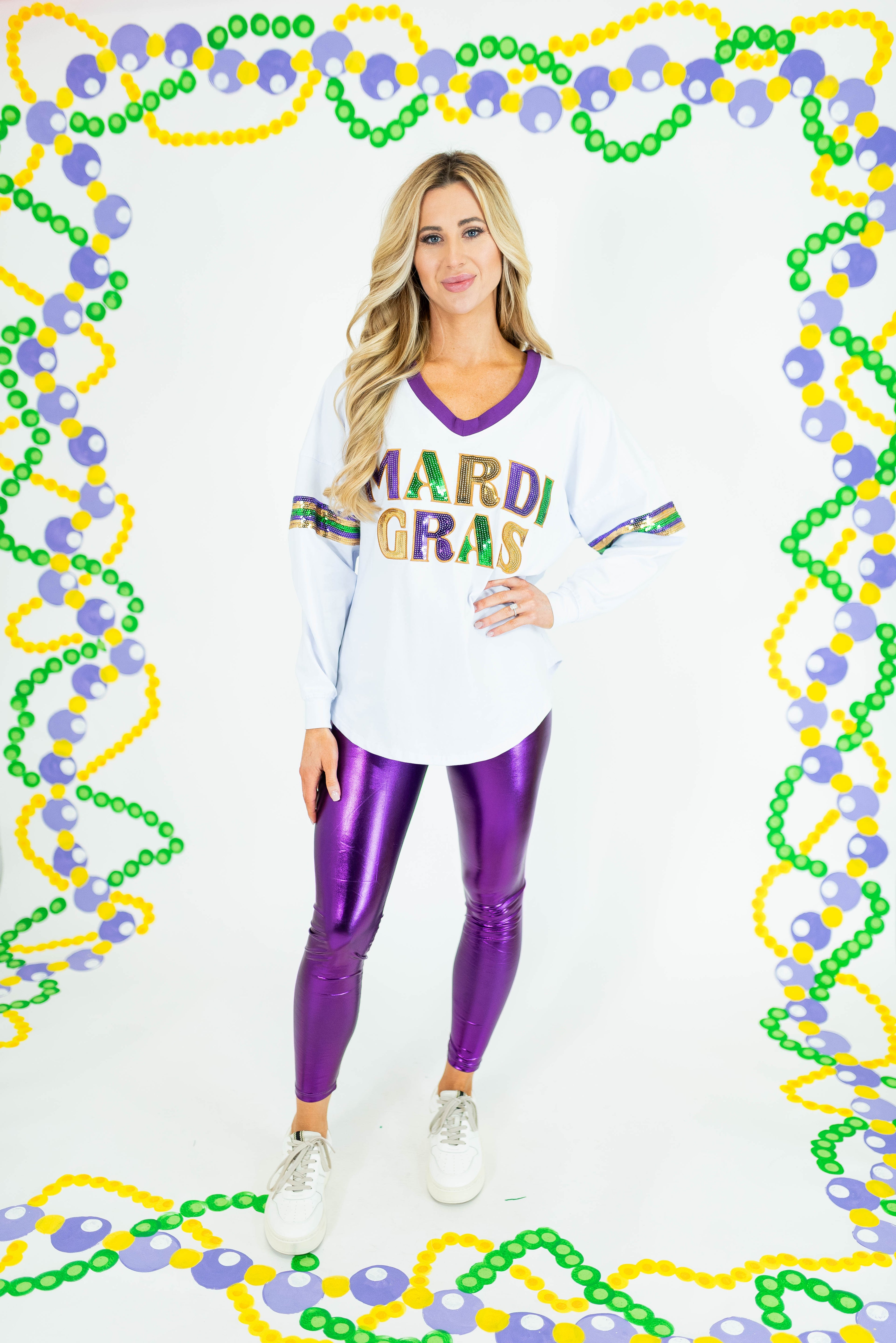 Mardi Gras Sequin Long Sleeve Shirt - Obsession Boutique
