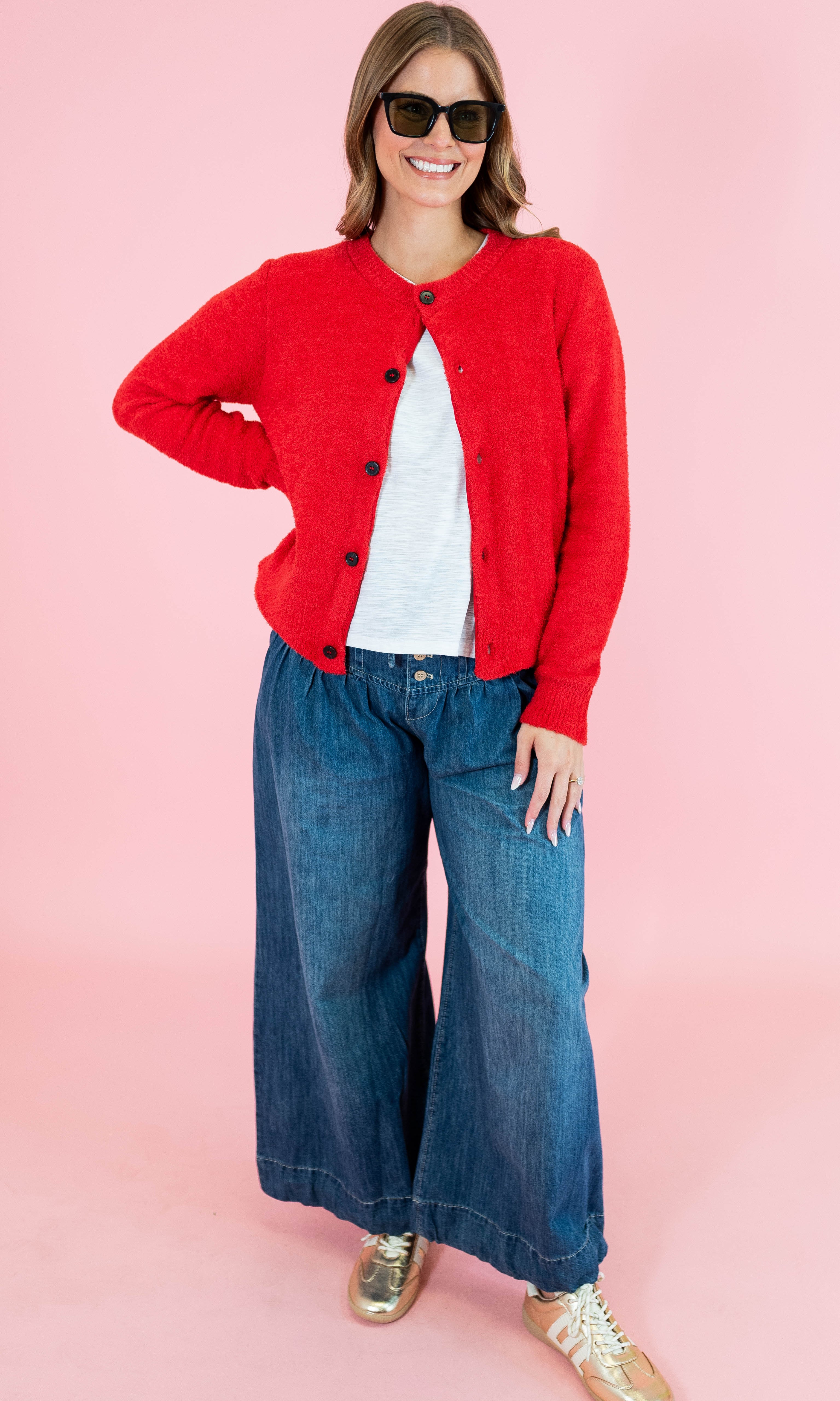 Pleated Baggy Wide Leg Jeans - Denim - Obsession Boutique