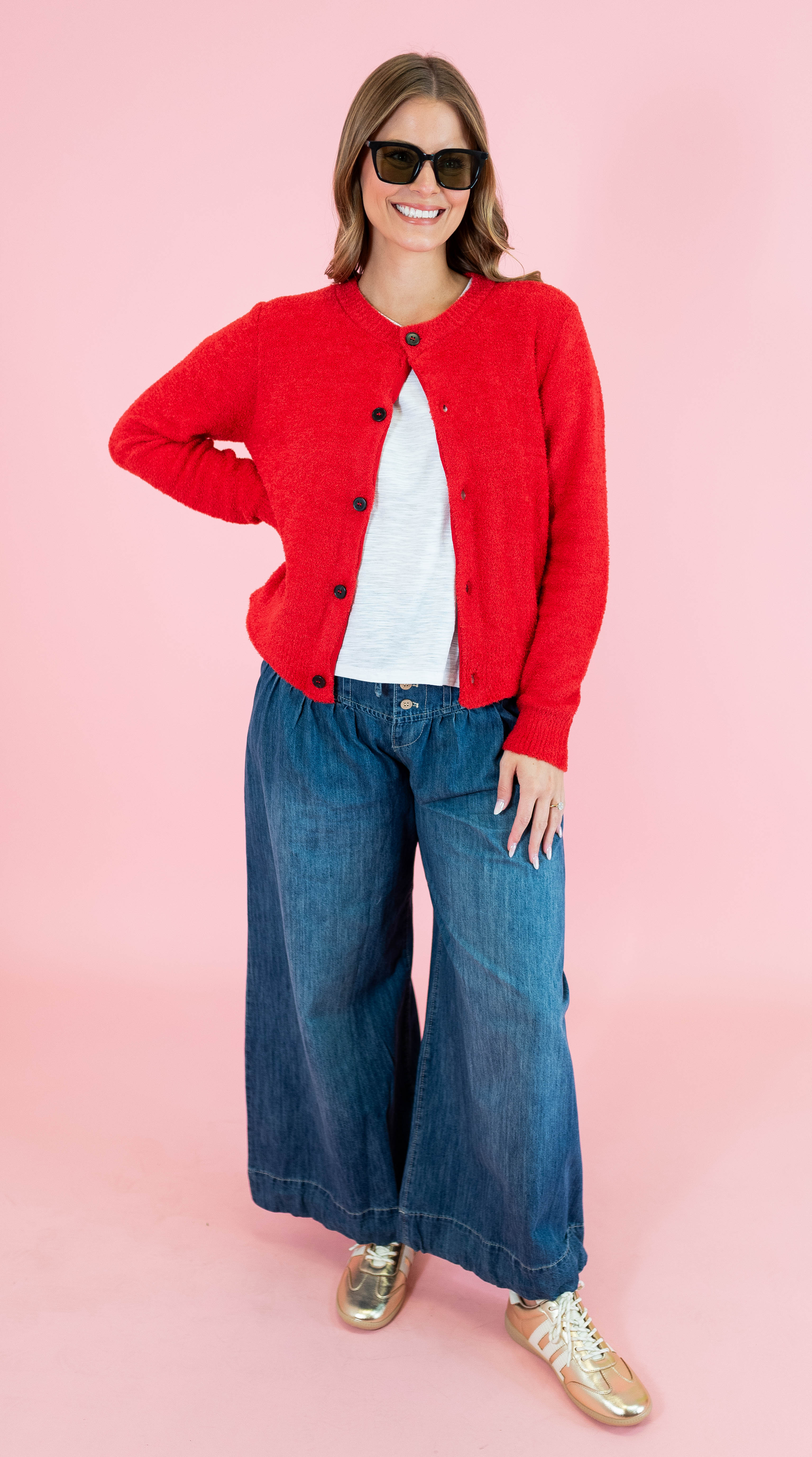 Pleated Baggy Wide Leg Jeans - Denim - Obsession Boutique