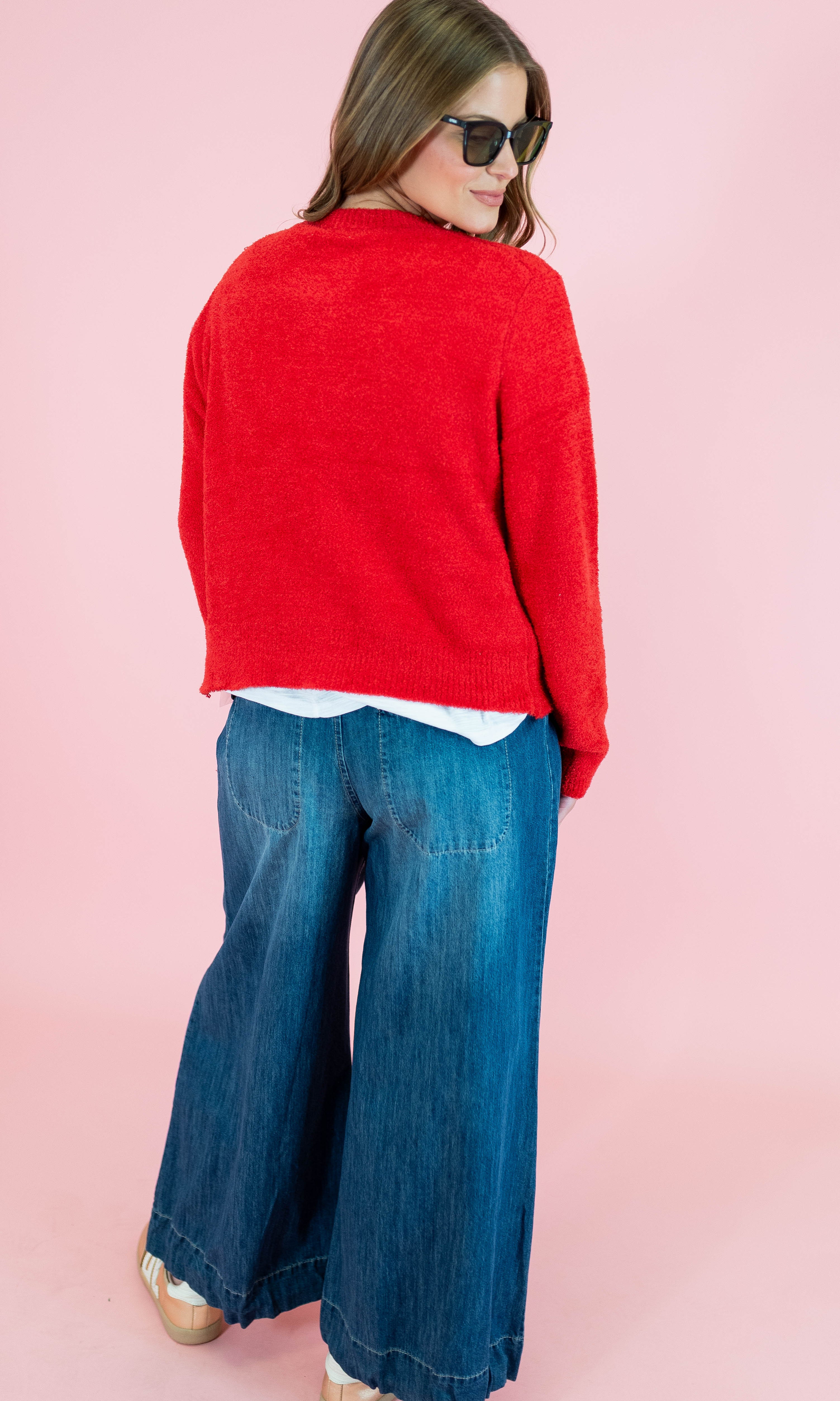 Pleated Baggy Wide Leg Jeans - Denim - Obsession Boutique
