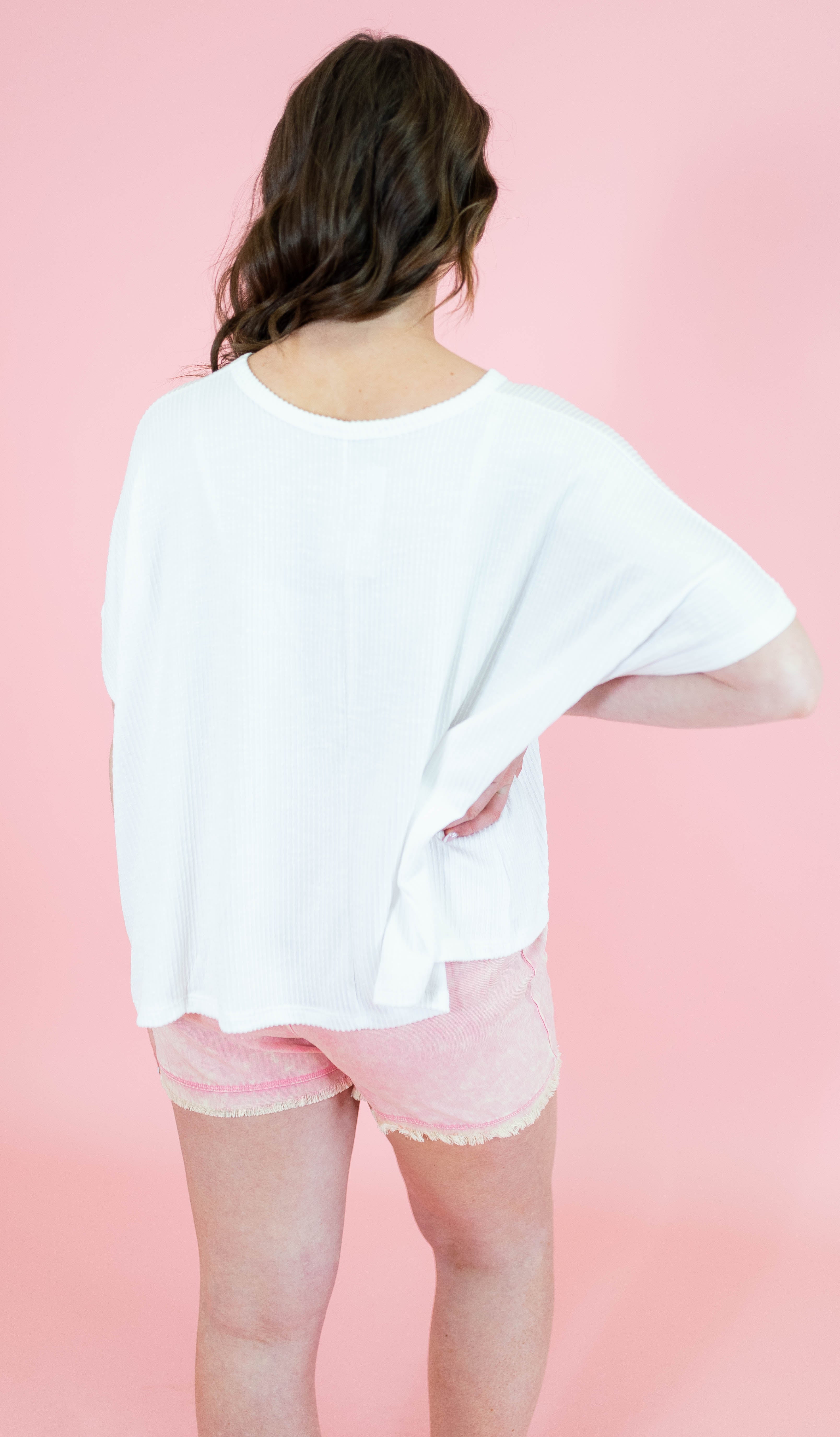 Ribbed Striped Oversized Short Sleeve Top - Obsession Boutique