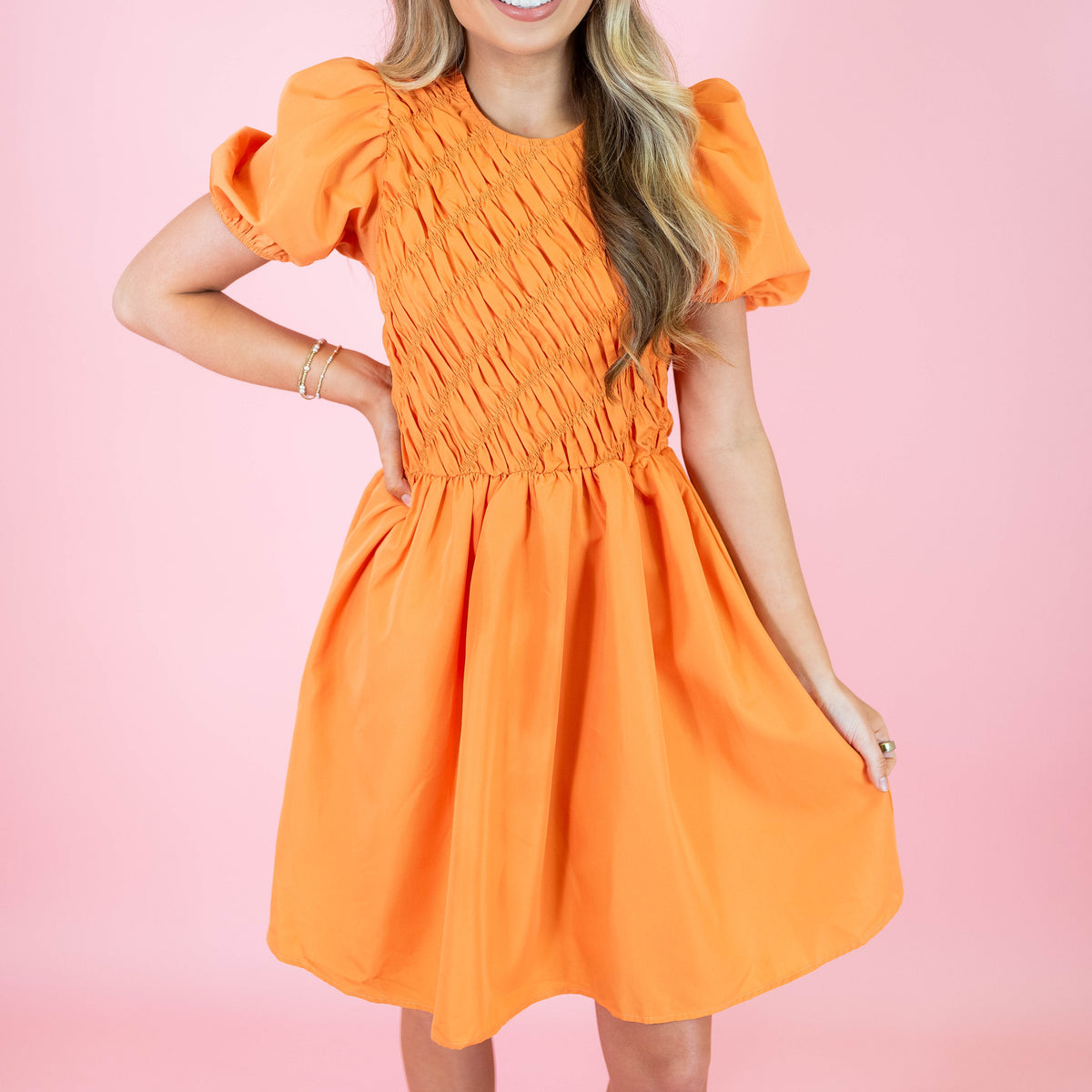 Puff Sleeve Smocked Mini Dress