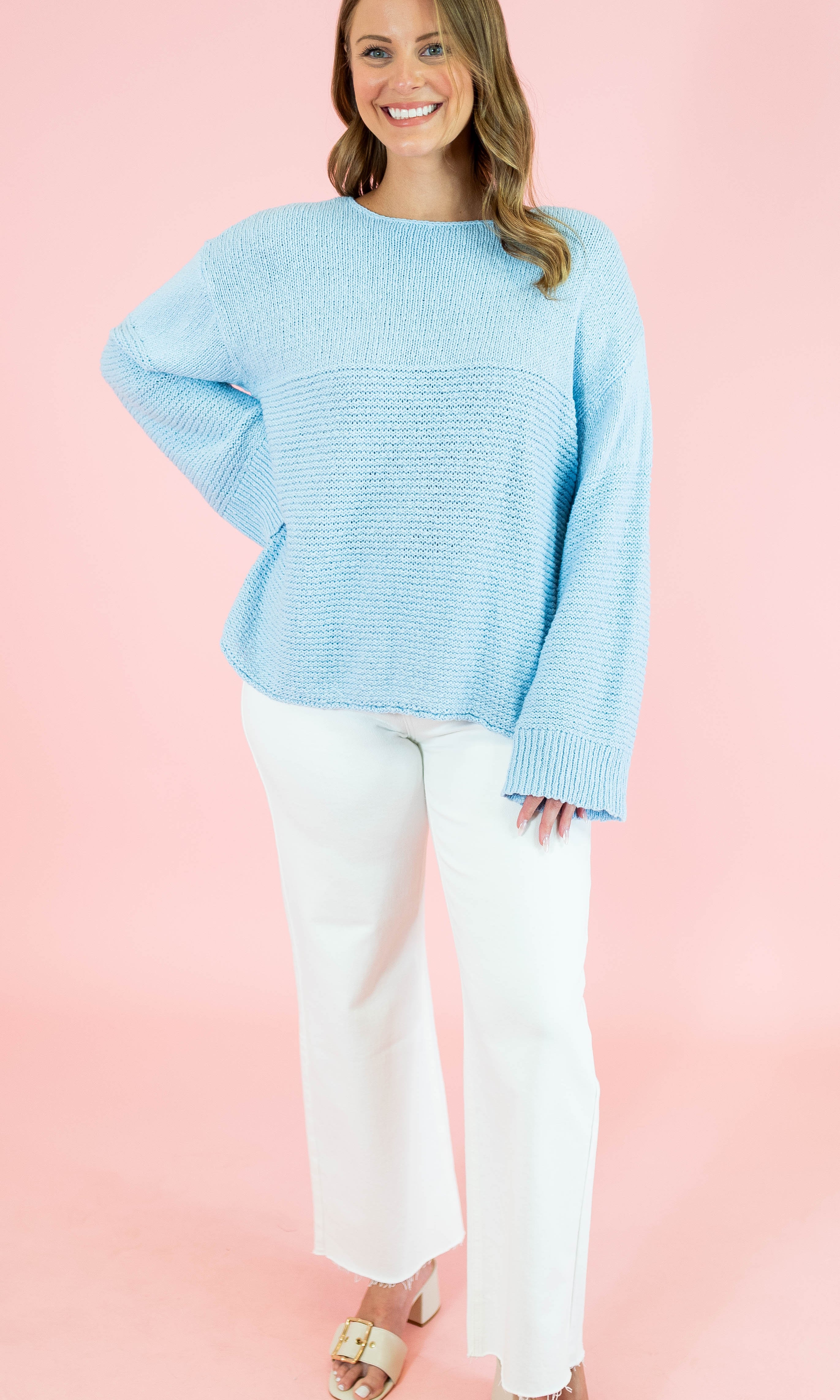 Textured Boat Neck Sweater - Obsession Boutique