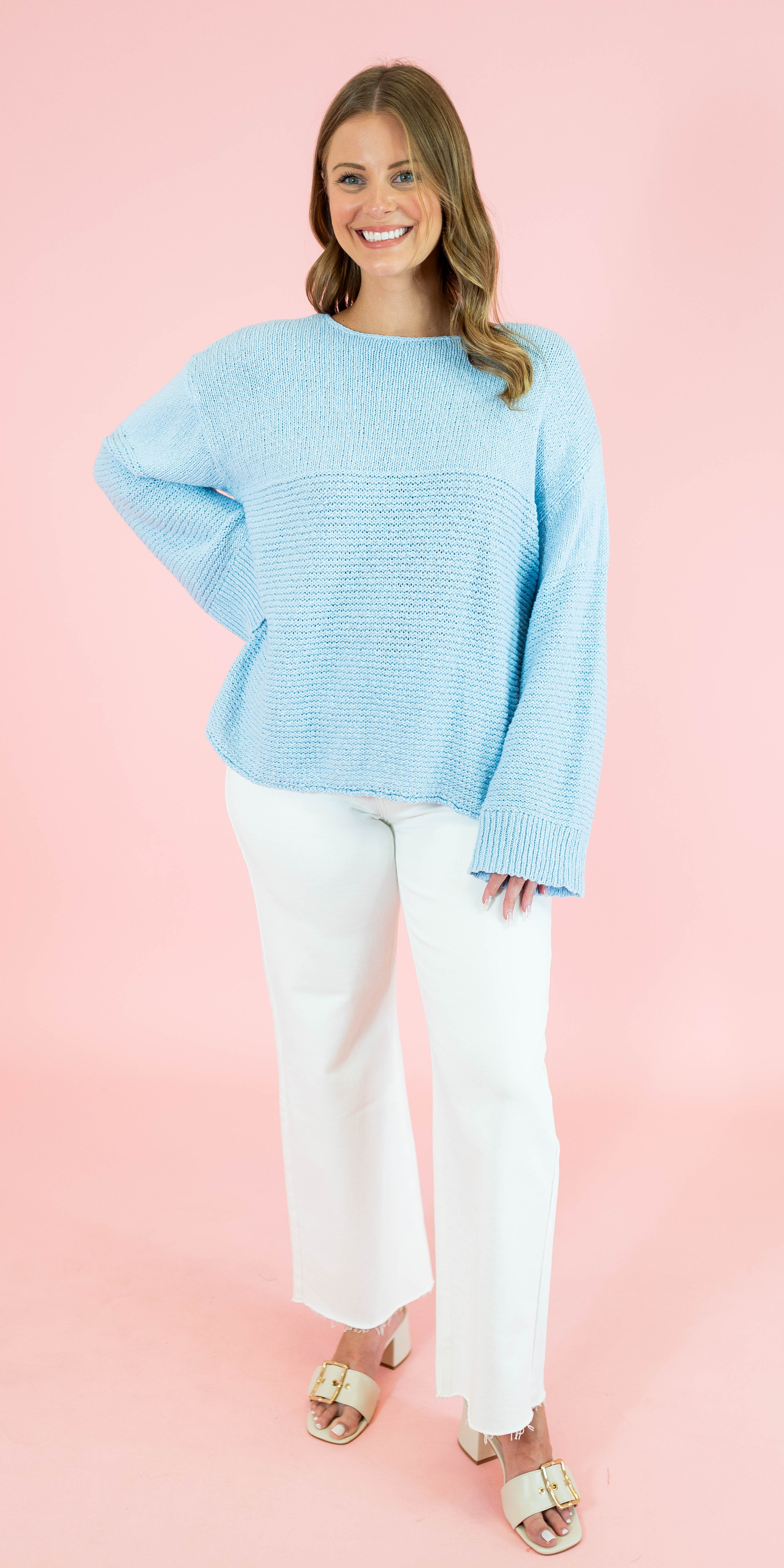 Textured Boat Neck Sweater - Obsession Boutique
