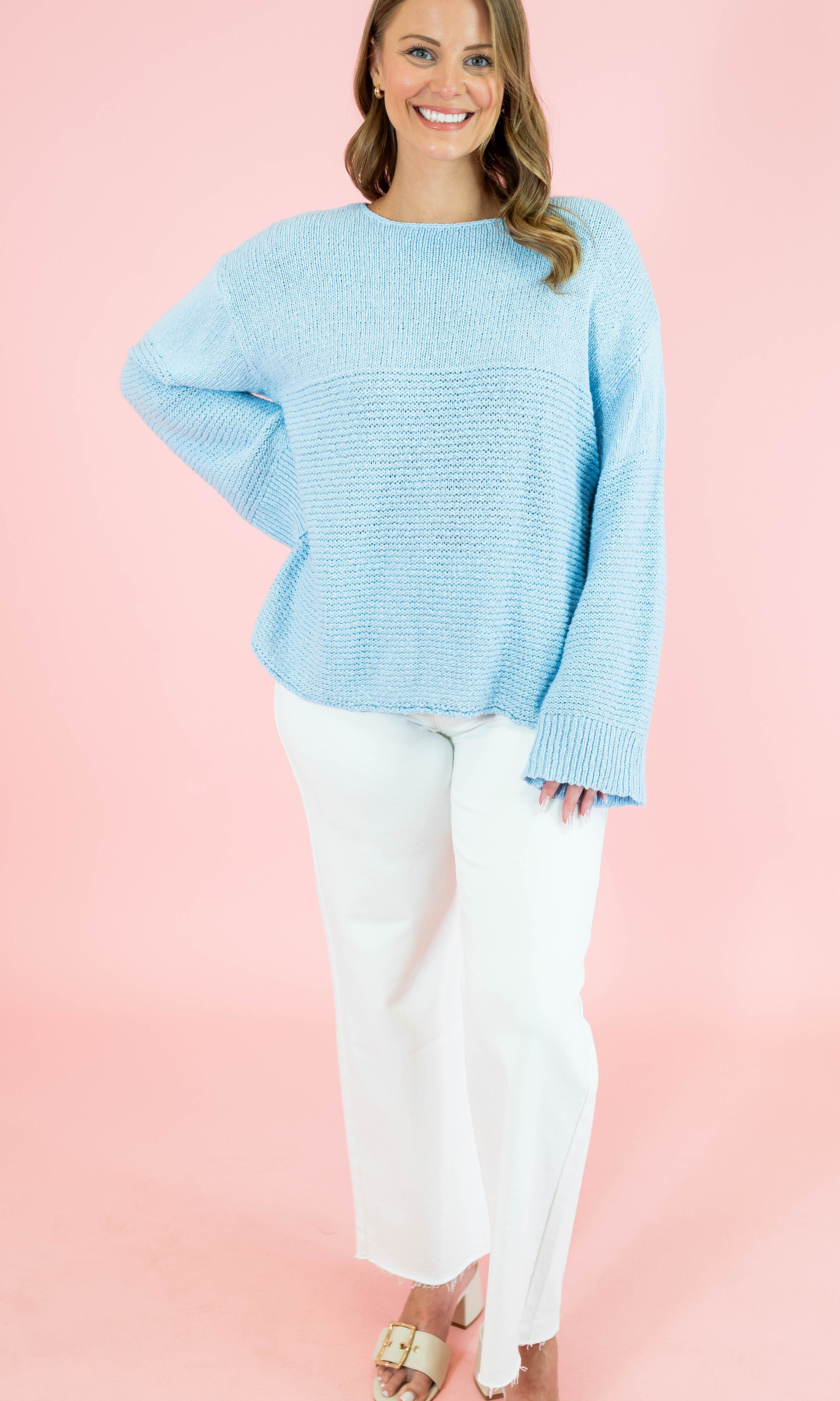 Textured Boat Neck Sweater - Obsession Boutique