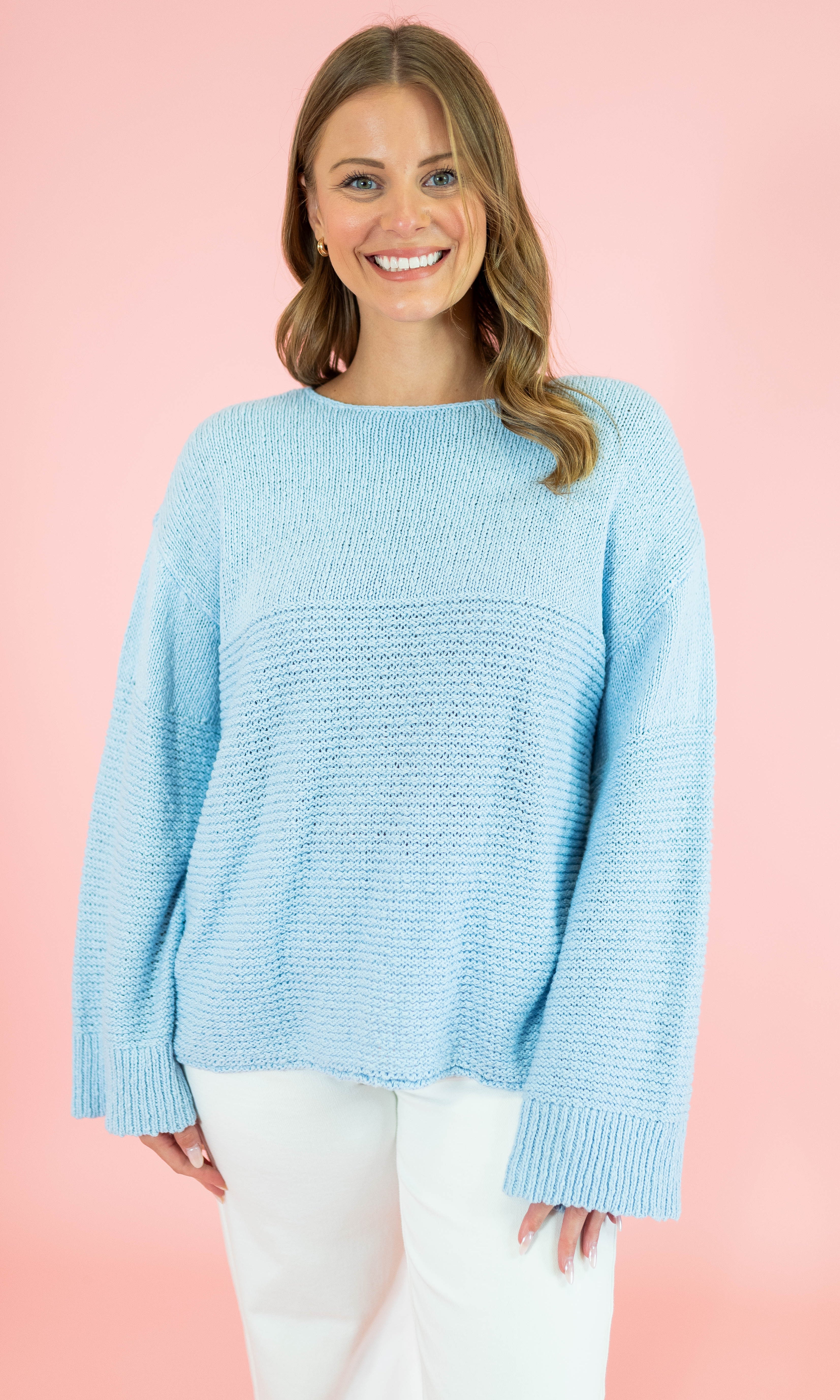 Textured Boat Neck Sweater - Obsession Boutique