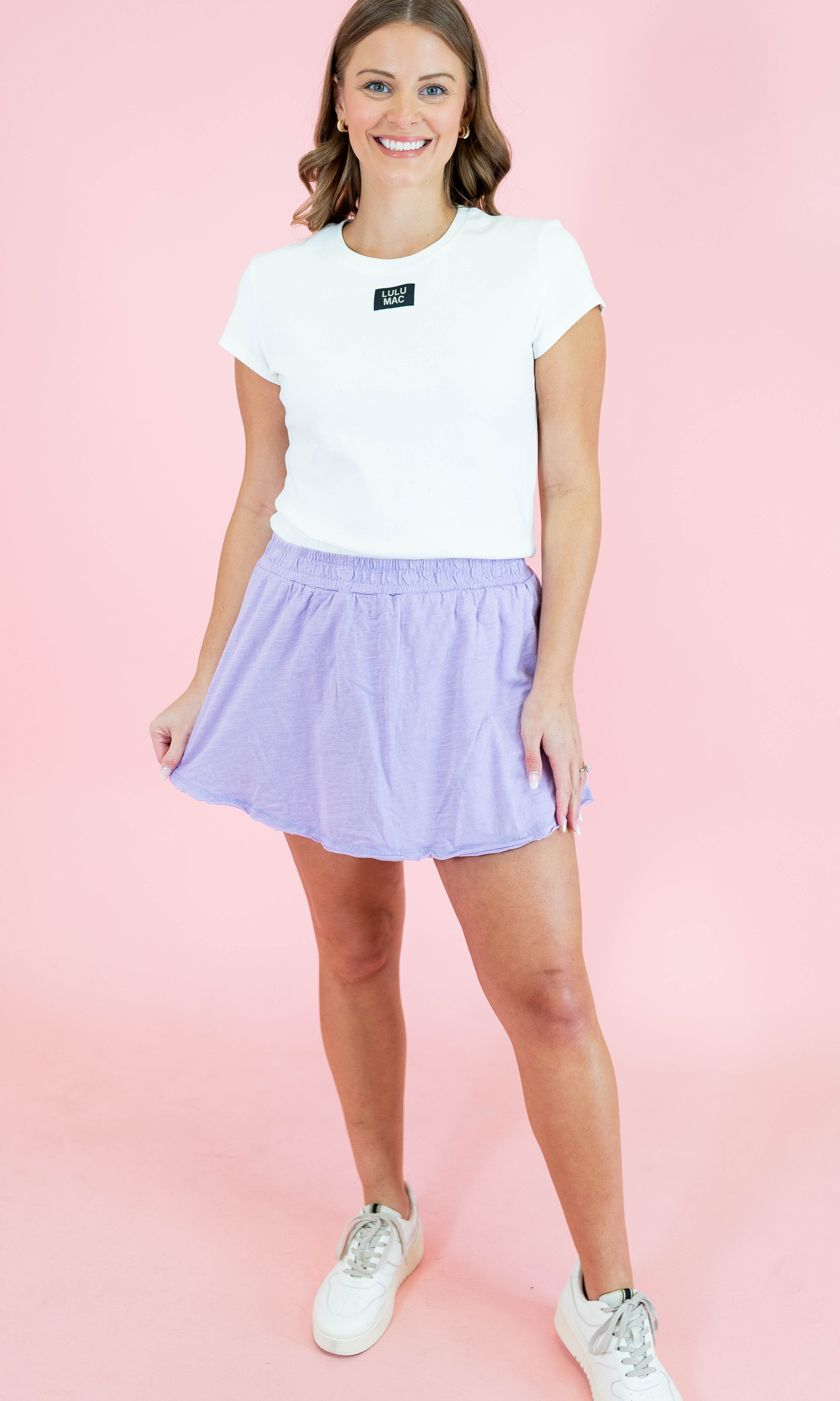 Cotton Cut Edge Detailed Skort - Light Purple - Obsession Boutique