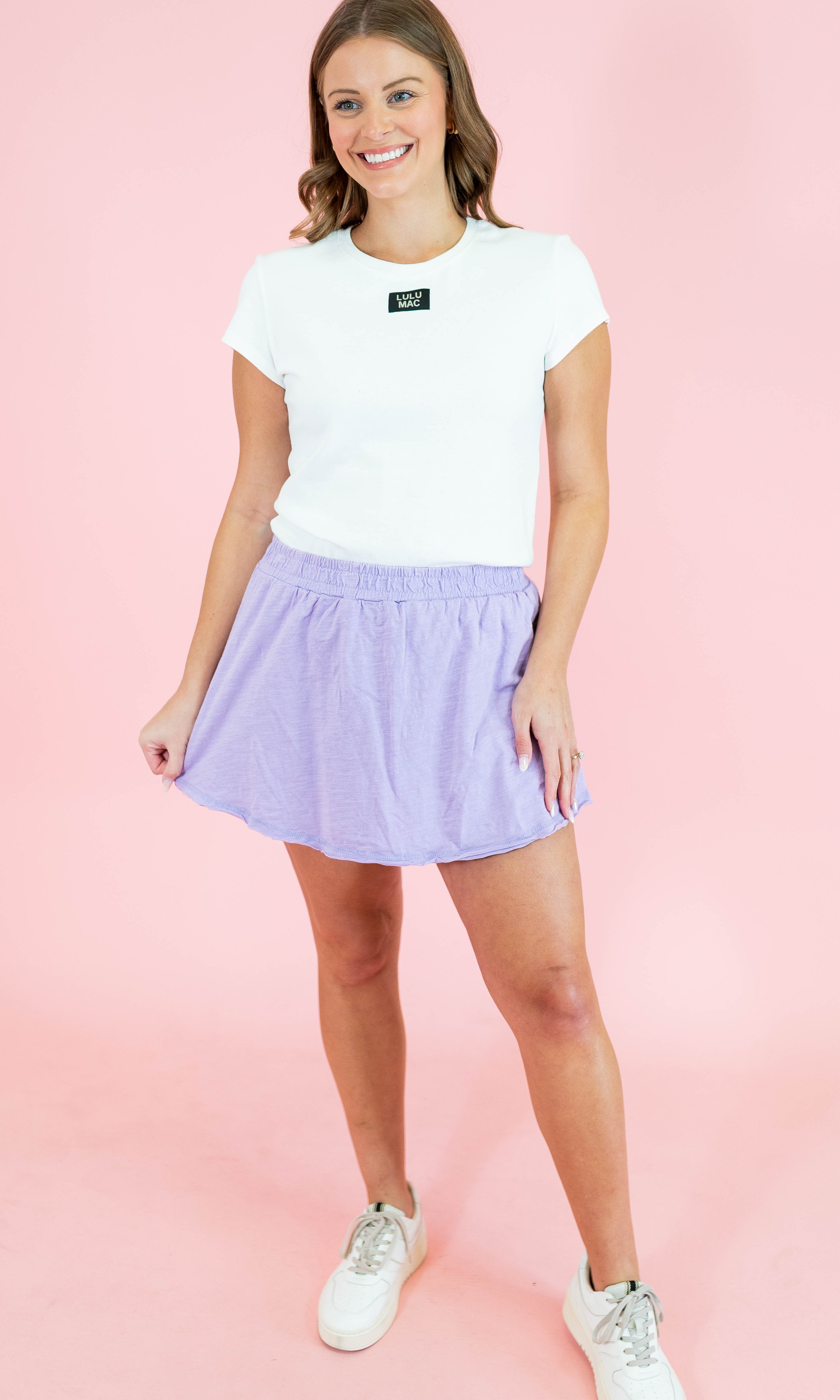 Cotton Cut Edge Detailed Skort - Light Purple - Obsession Boutique