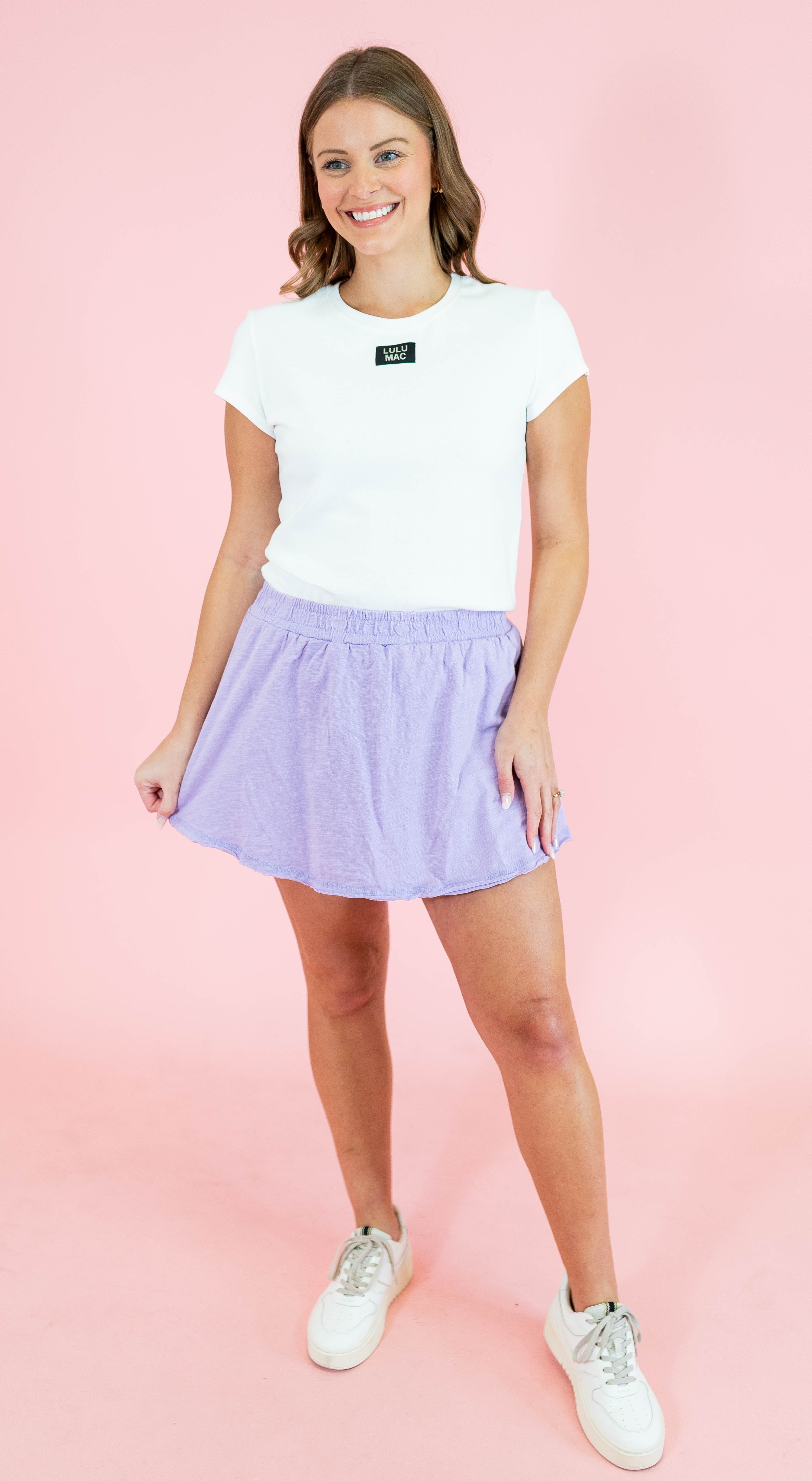 Cotton Cut Edge Detailed Skort - Light Purple - Obsession Boutique
