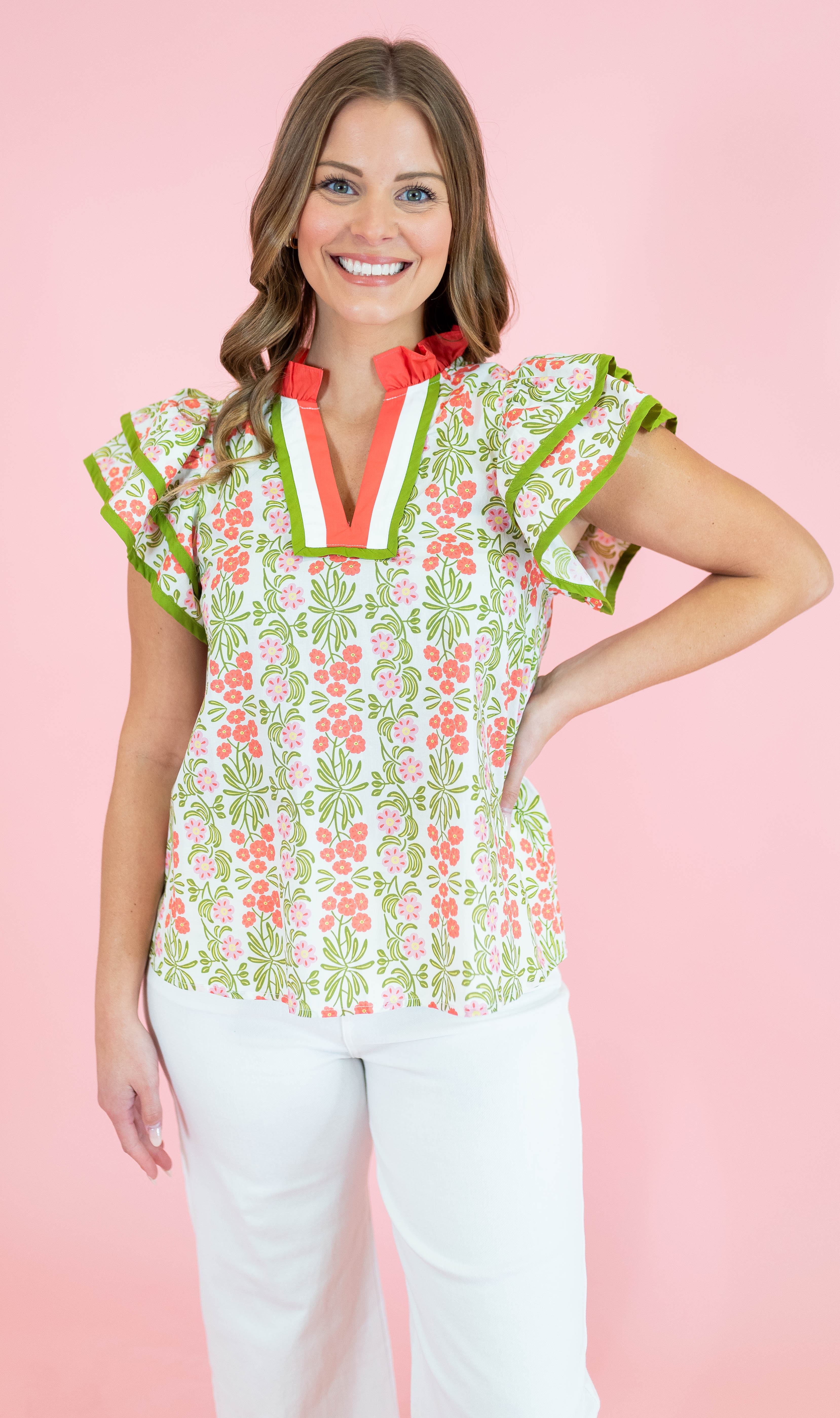 Blooming Breeze Flutter Sleeve Top - Obsession Boutique