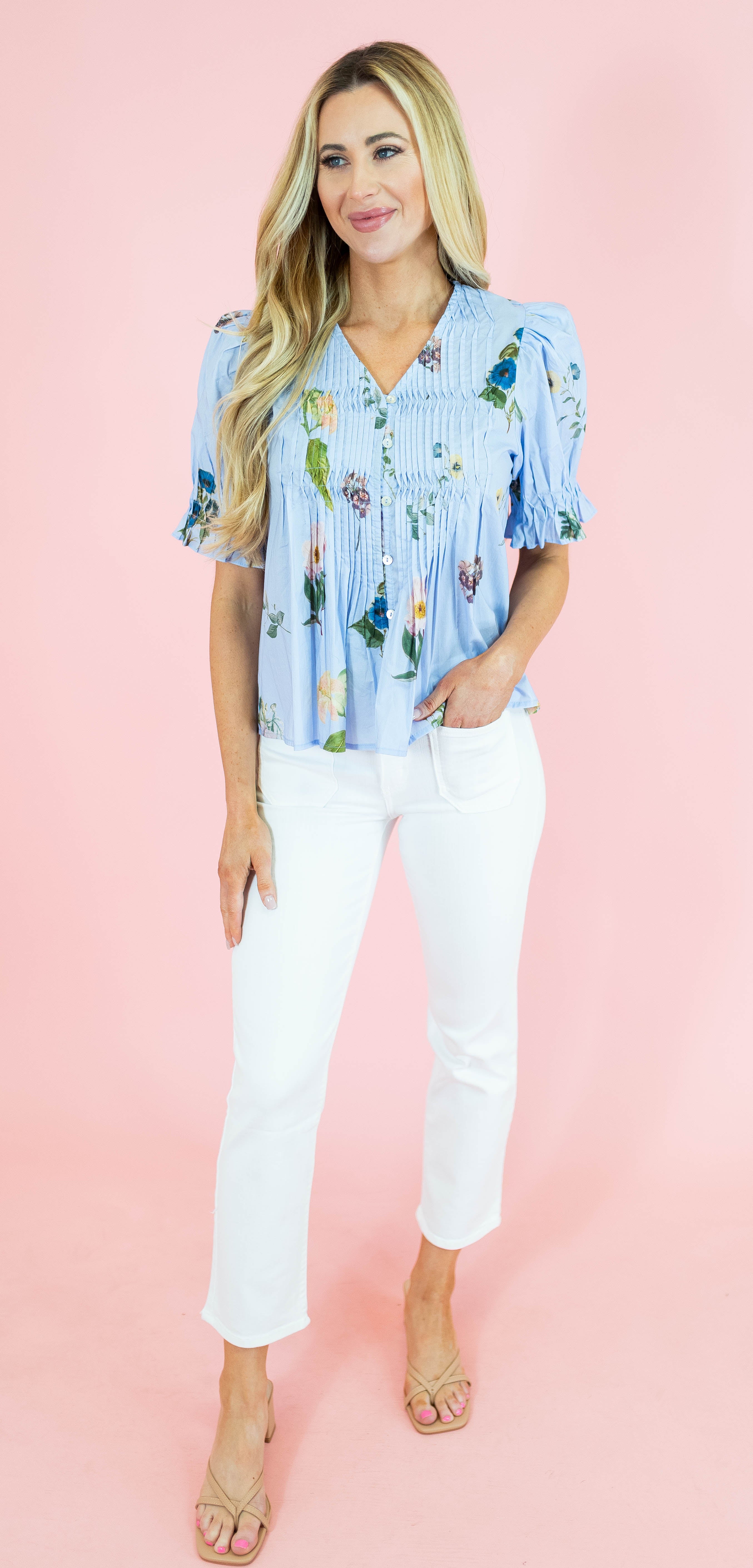Petite Straight Patch Pocket Jeans - Optic White - Obsession Boutique