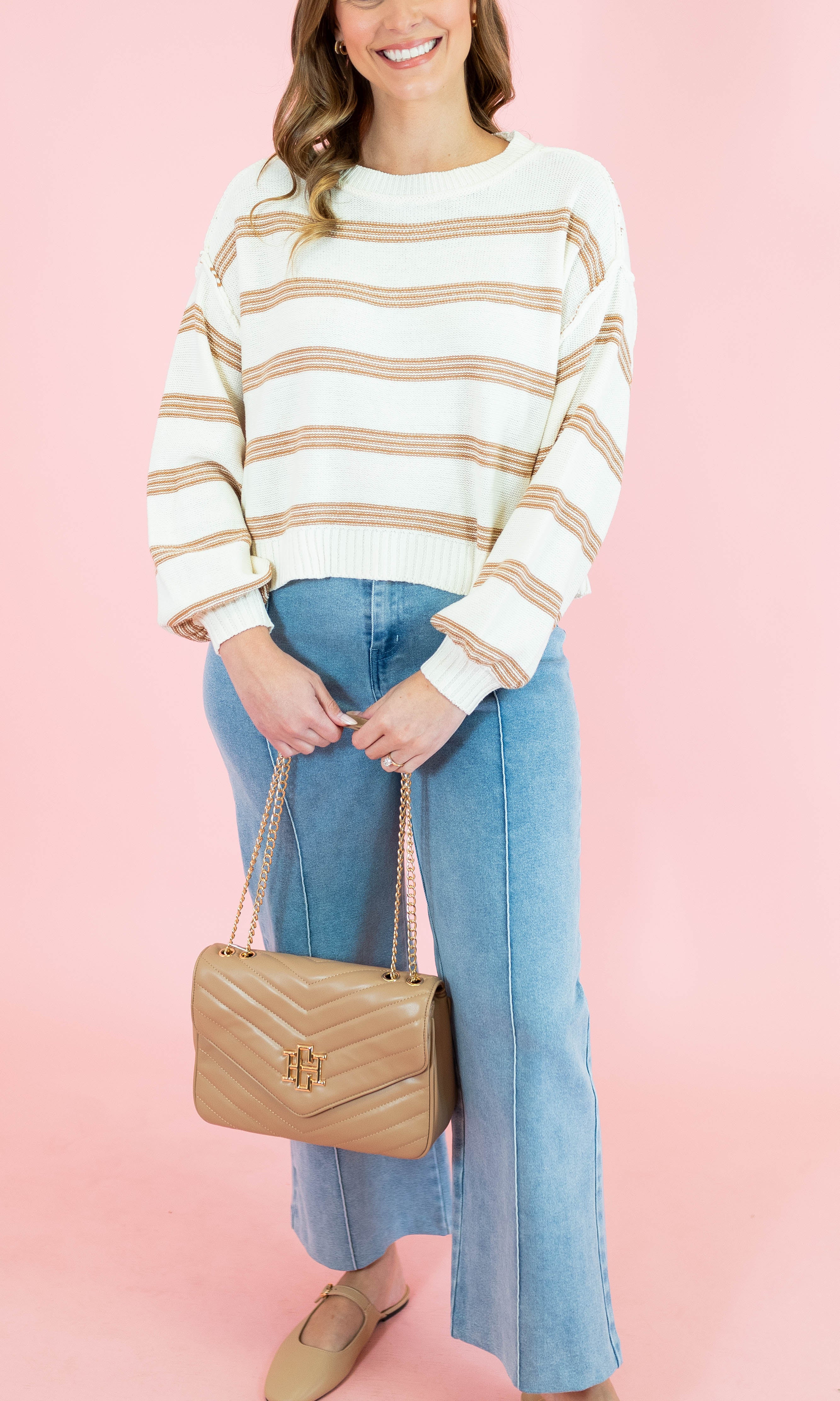 Soft Stripes Long Sleeve Pullover Sweater - Obsession Boutique
