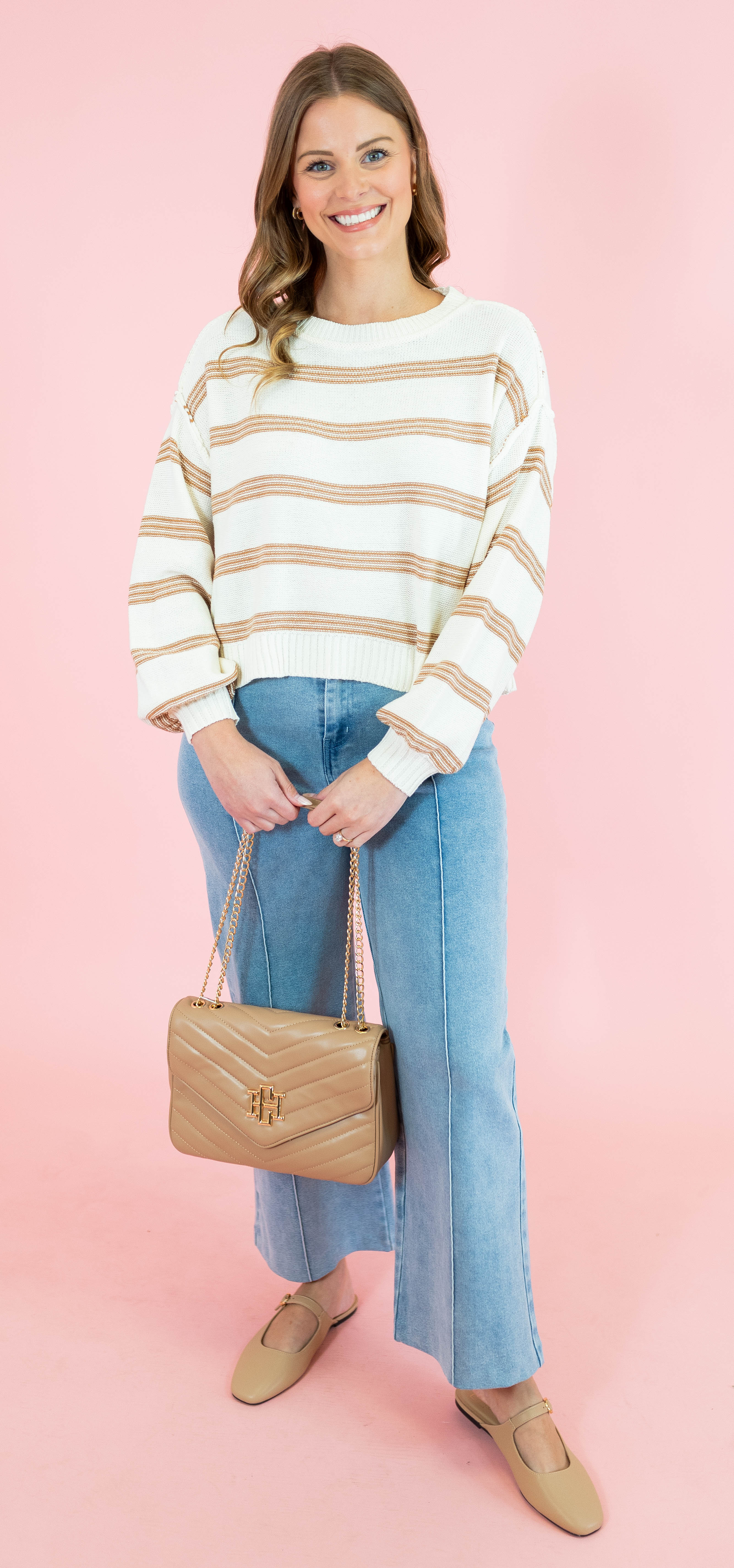 Soft Stripes Long Sleeve Pullover Sweater - Obsession Boutique