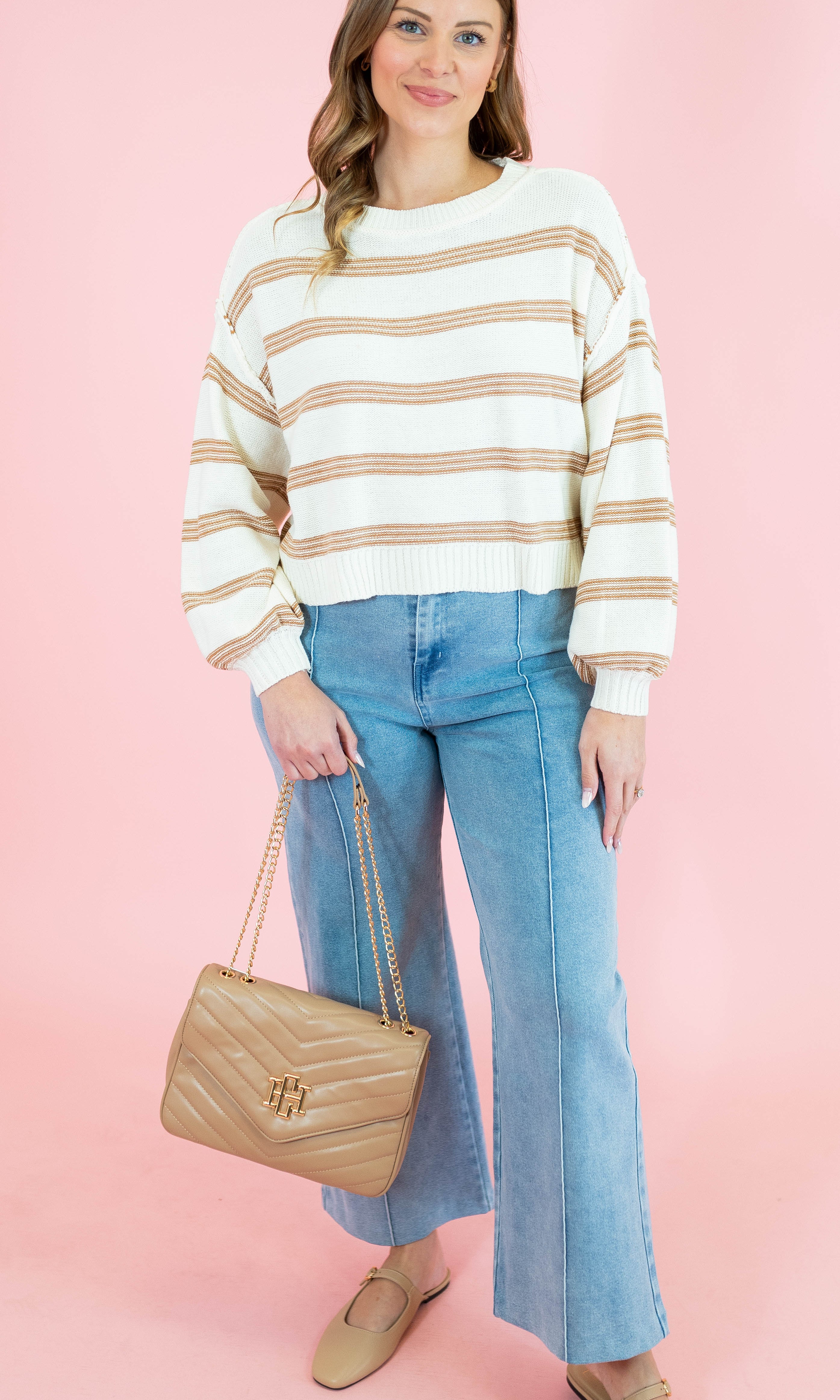 Soft Stripes Long Sleeve Pullover Sweater - Obsession Boutique