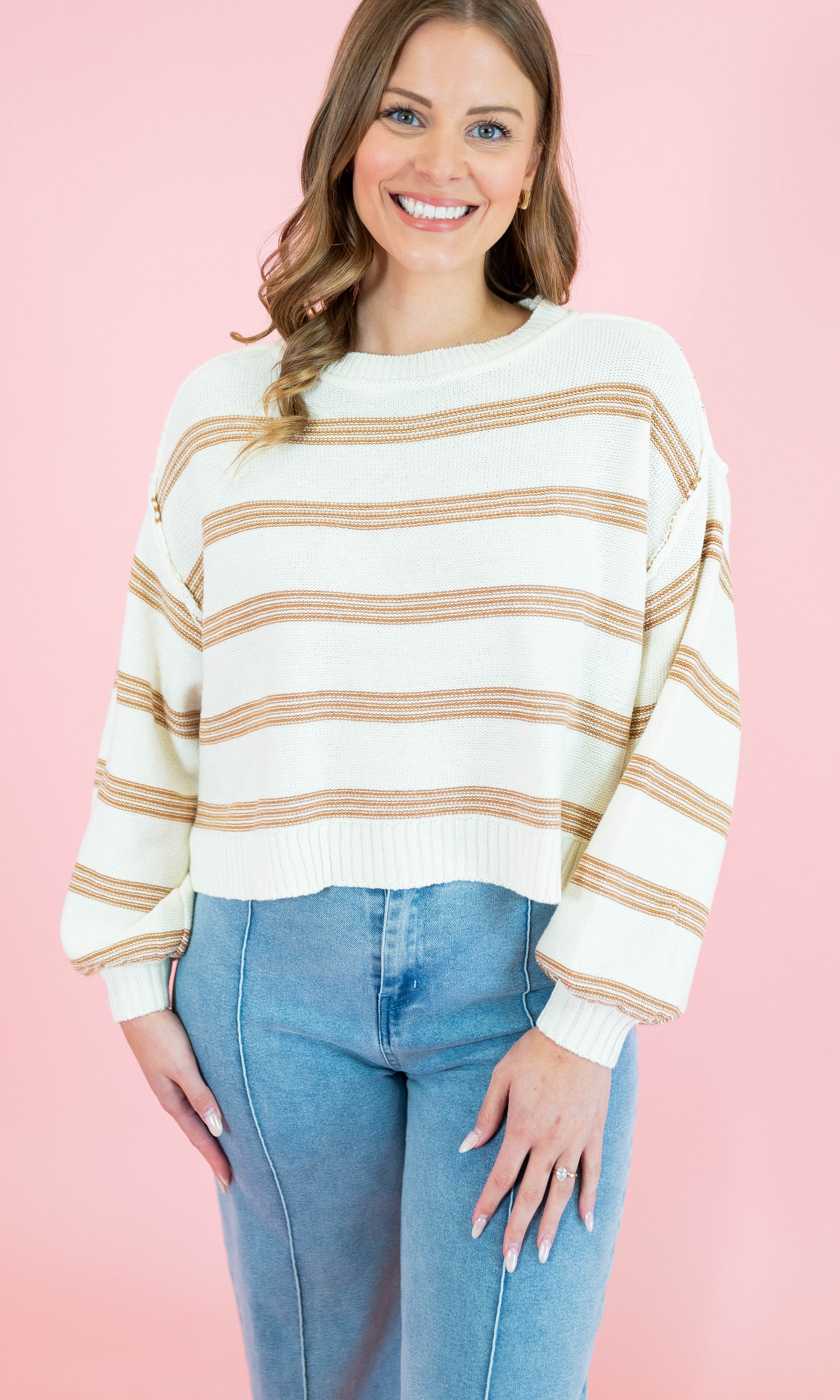 Soft Stripes Long Sleeve Pullover Sweater - Obsession Boutique
