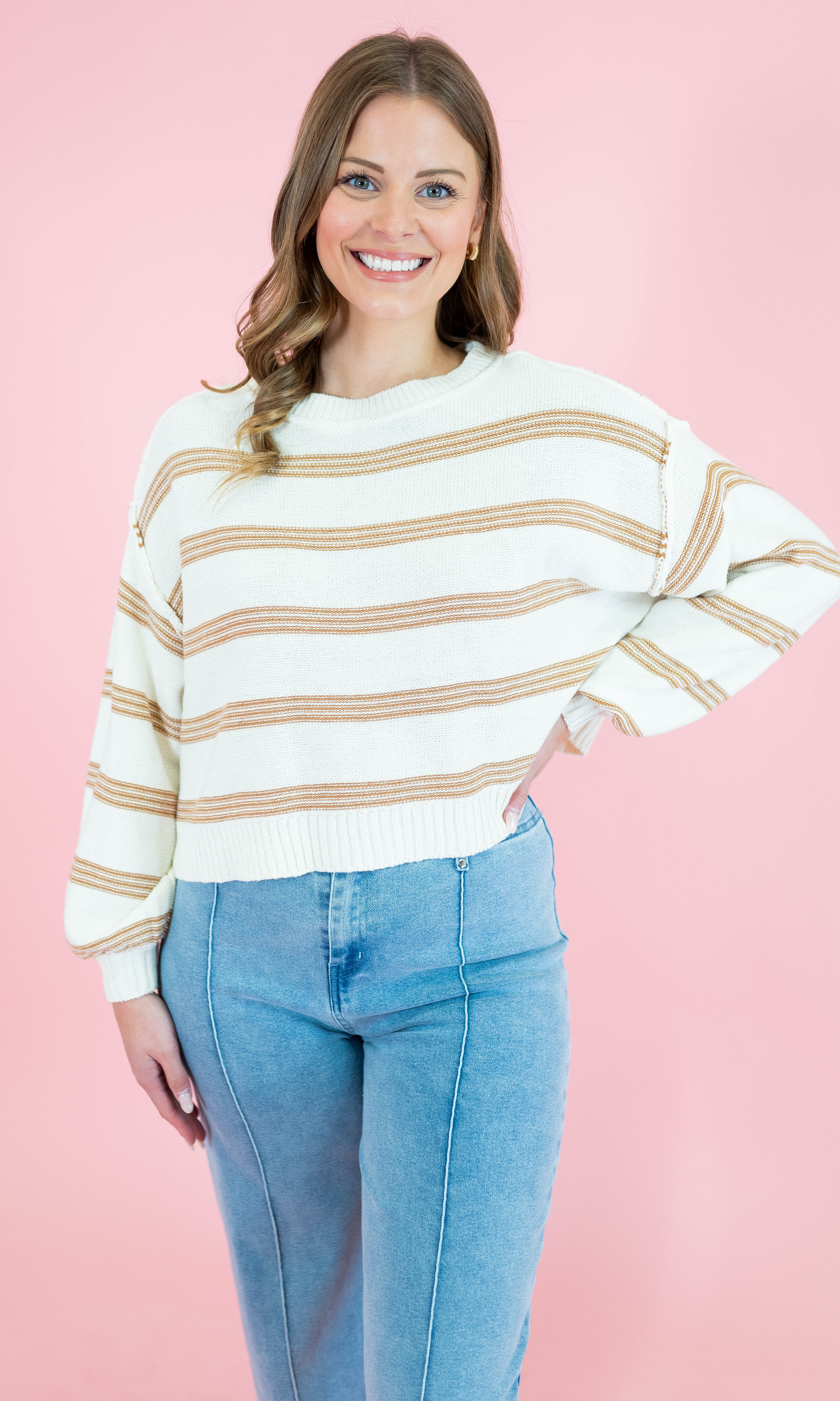 Soft Stripes Long Sleeve Pullover Sweater - Obsession Boutique