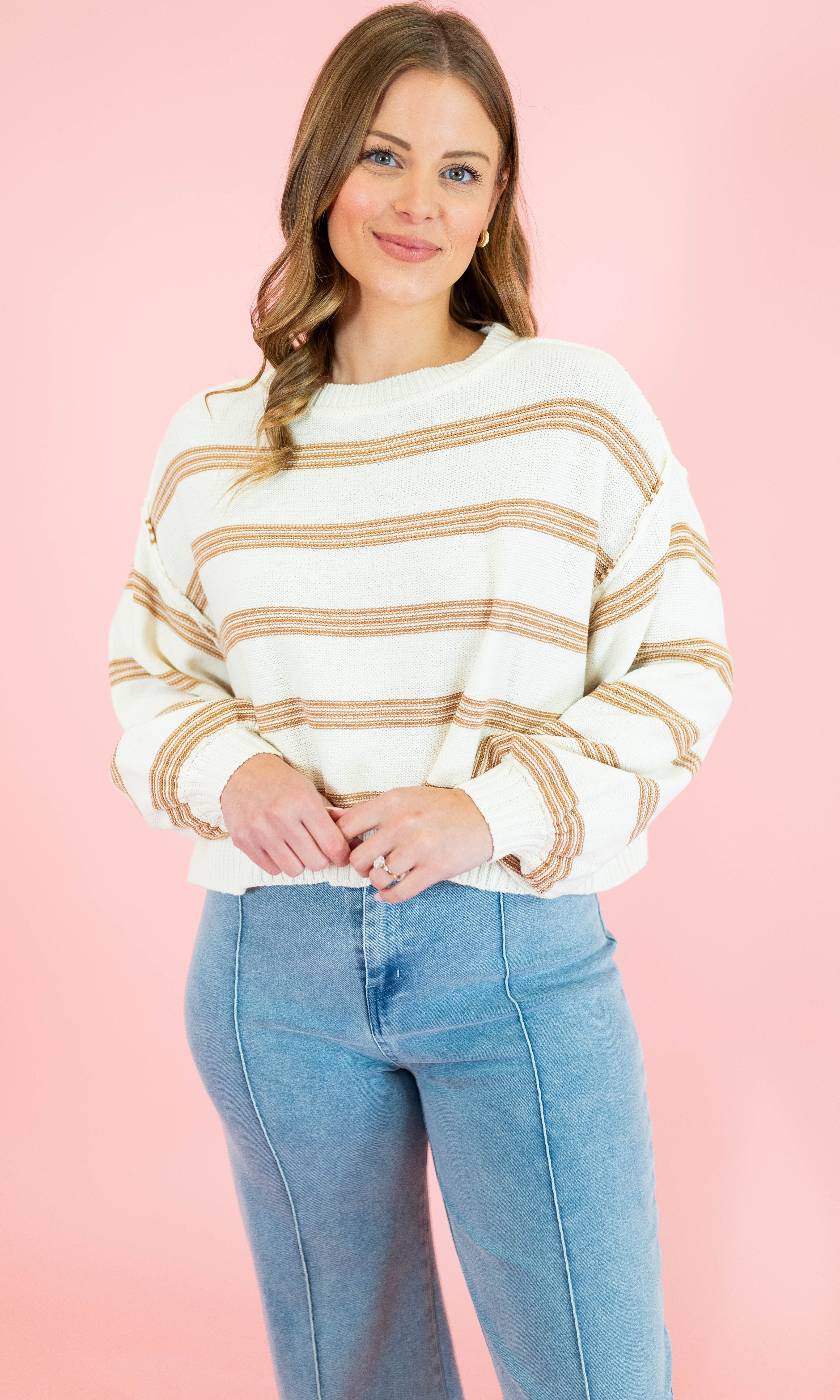 Soft Stripes Long Sleeve Pullover Sweater - Obsession Boutique